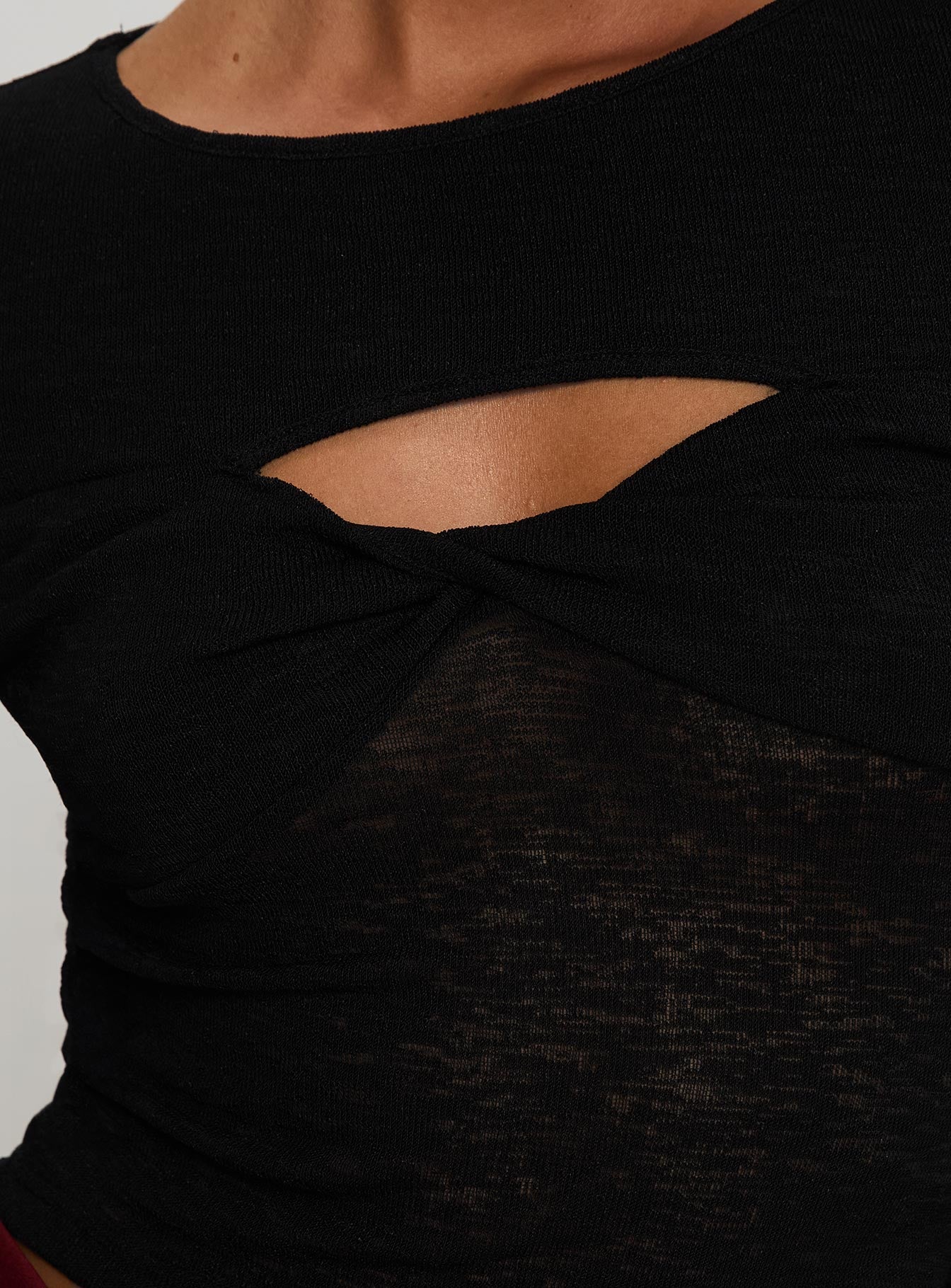 Sandrine Twist Long Sleeve Top Black - Image 6