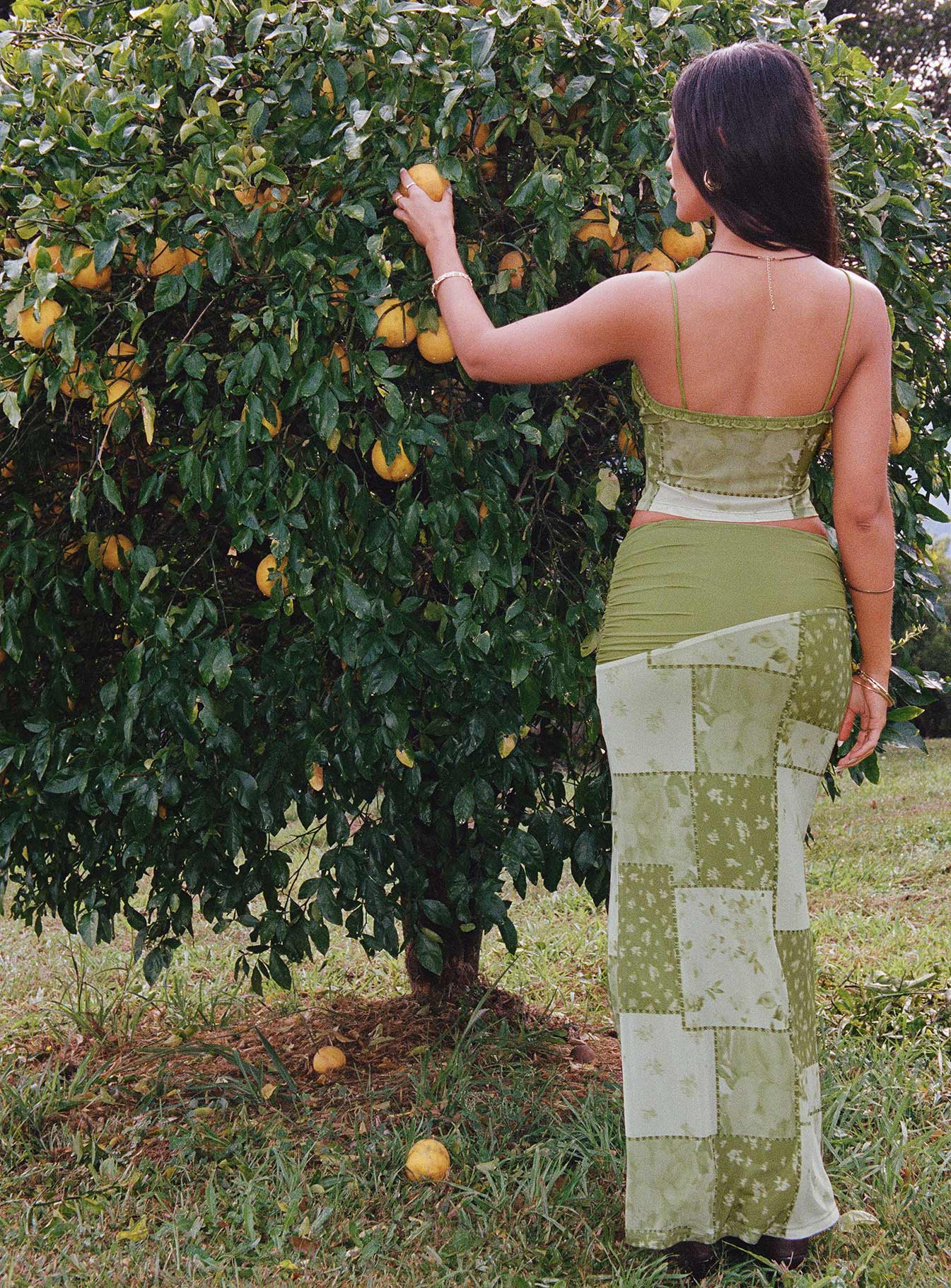 Sharifa Patchwork Maxi Skirt Green - Image 4