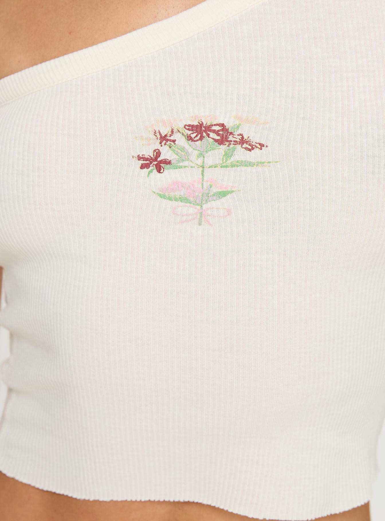 Water Colour One Shoulder Top White - Image 6