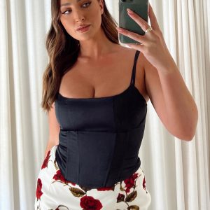 Zora Satin Top Black