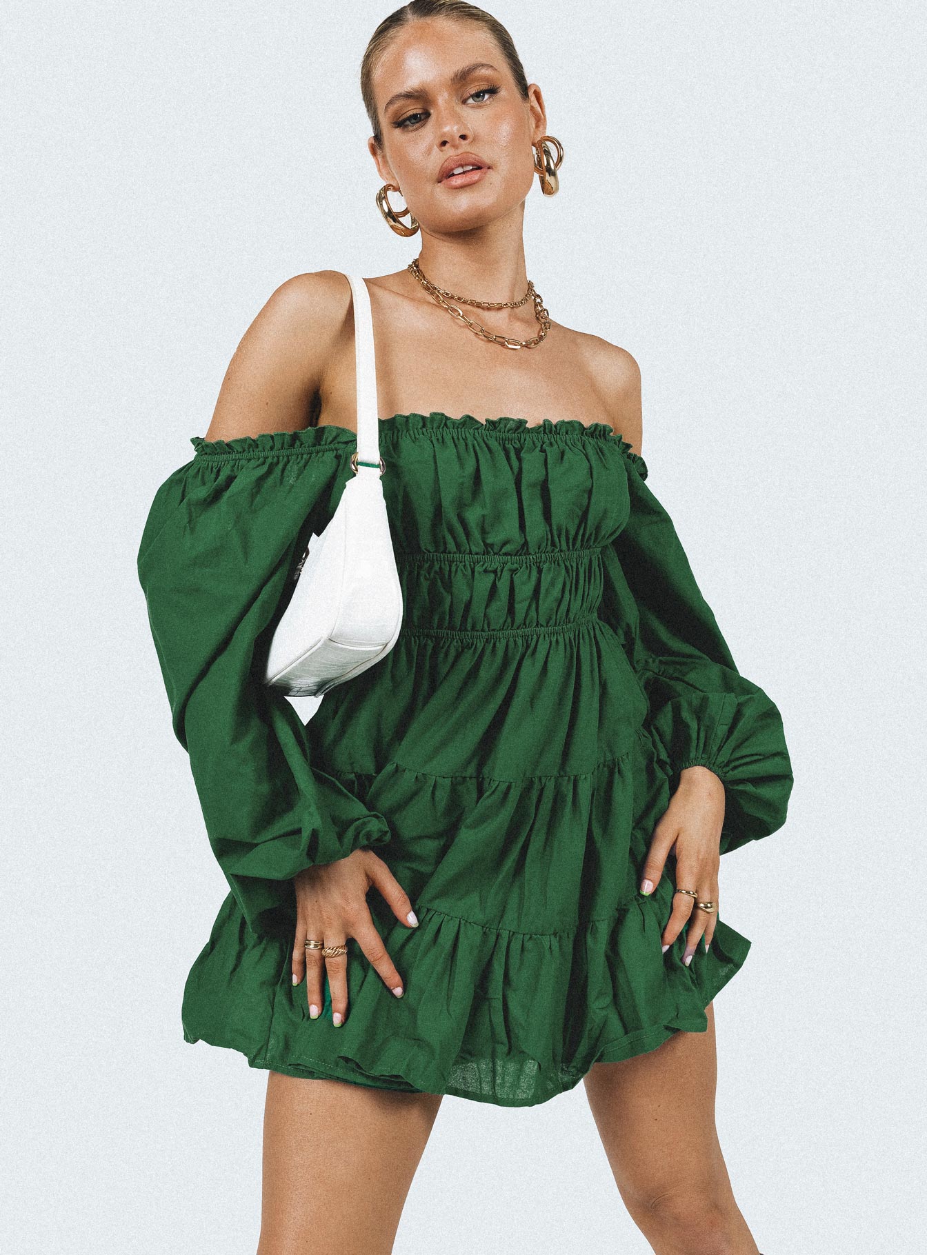 Ceara Long Sleeve Mini Dress Green - Image 6
