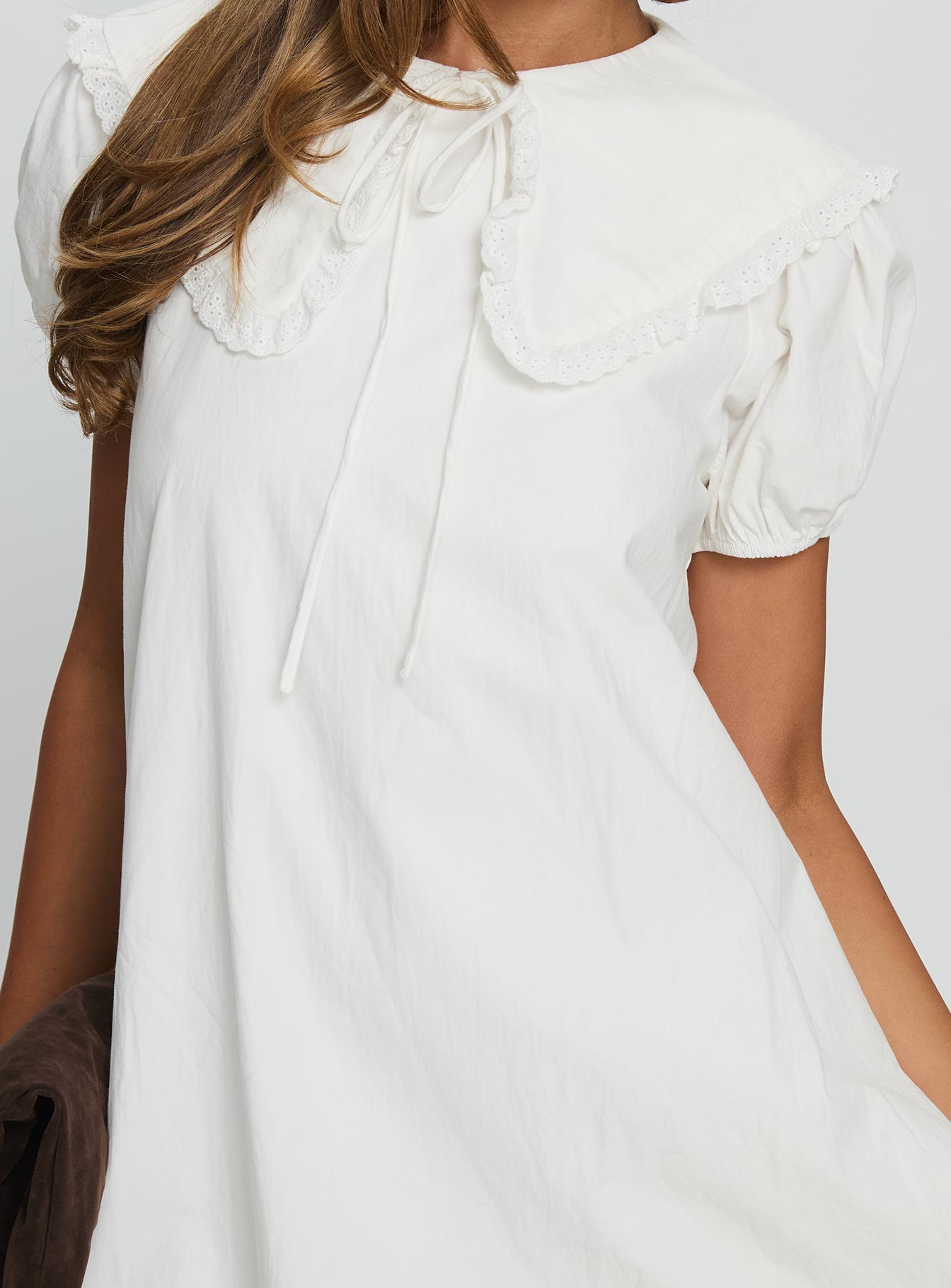 Roseprick Puff Sleeve Babydoll Dress White - Image 6