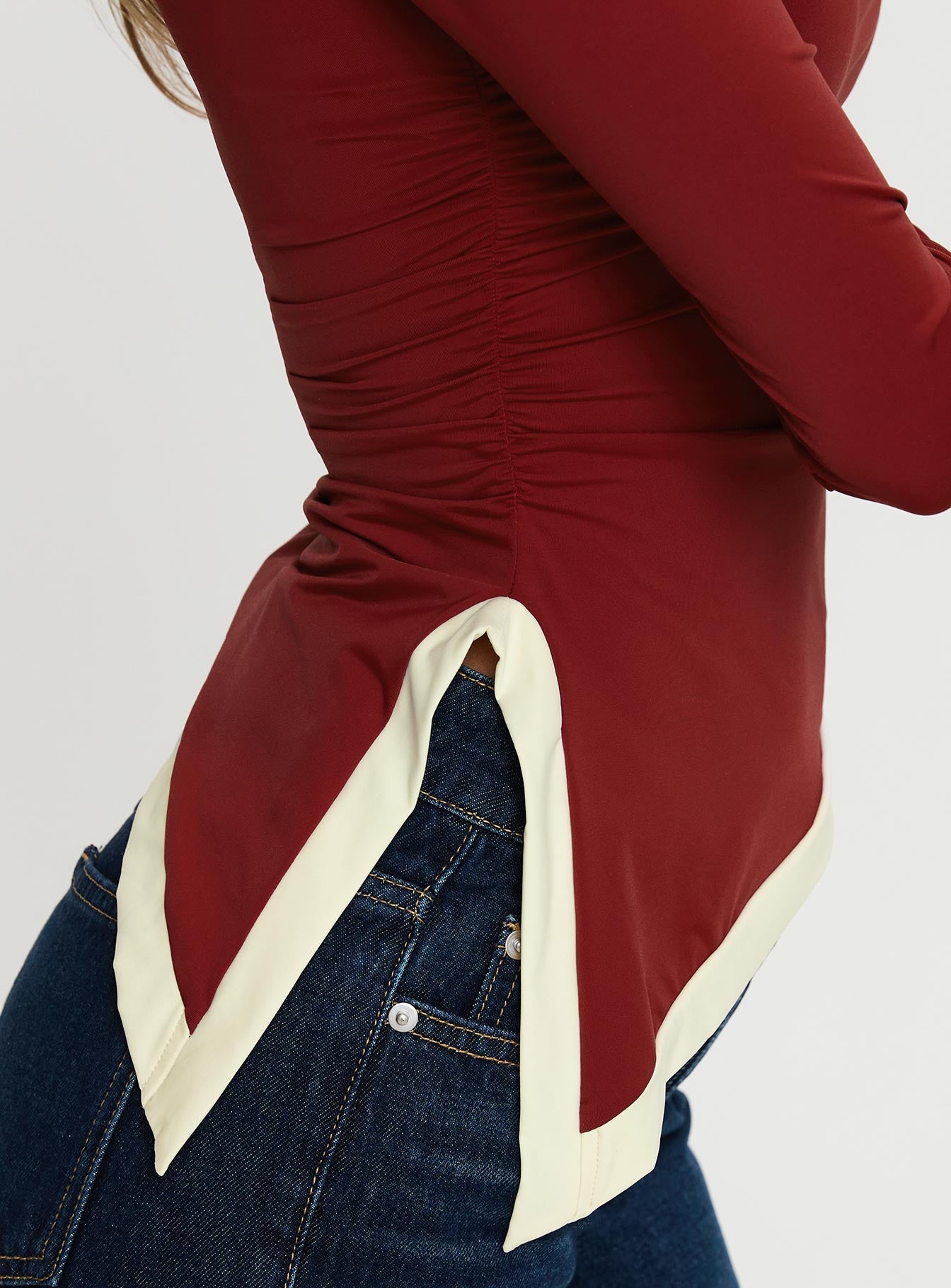Fake Smile Long Sleeve Top Burgundy / Cream - Image 6