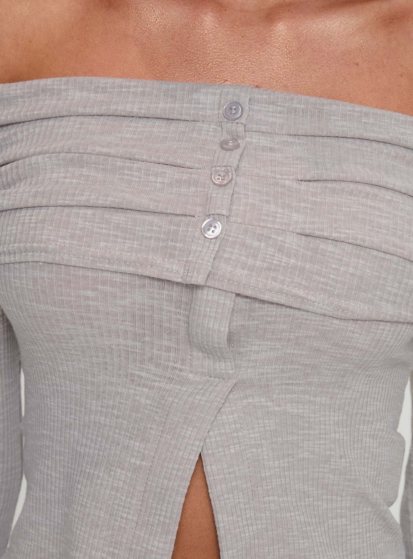 Victorea Off Shoulder Top Grey - Image 6