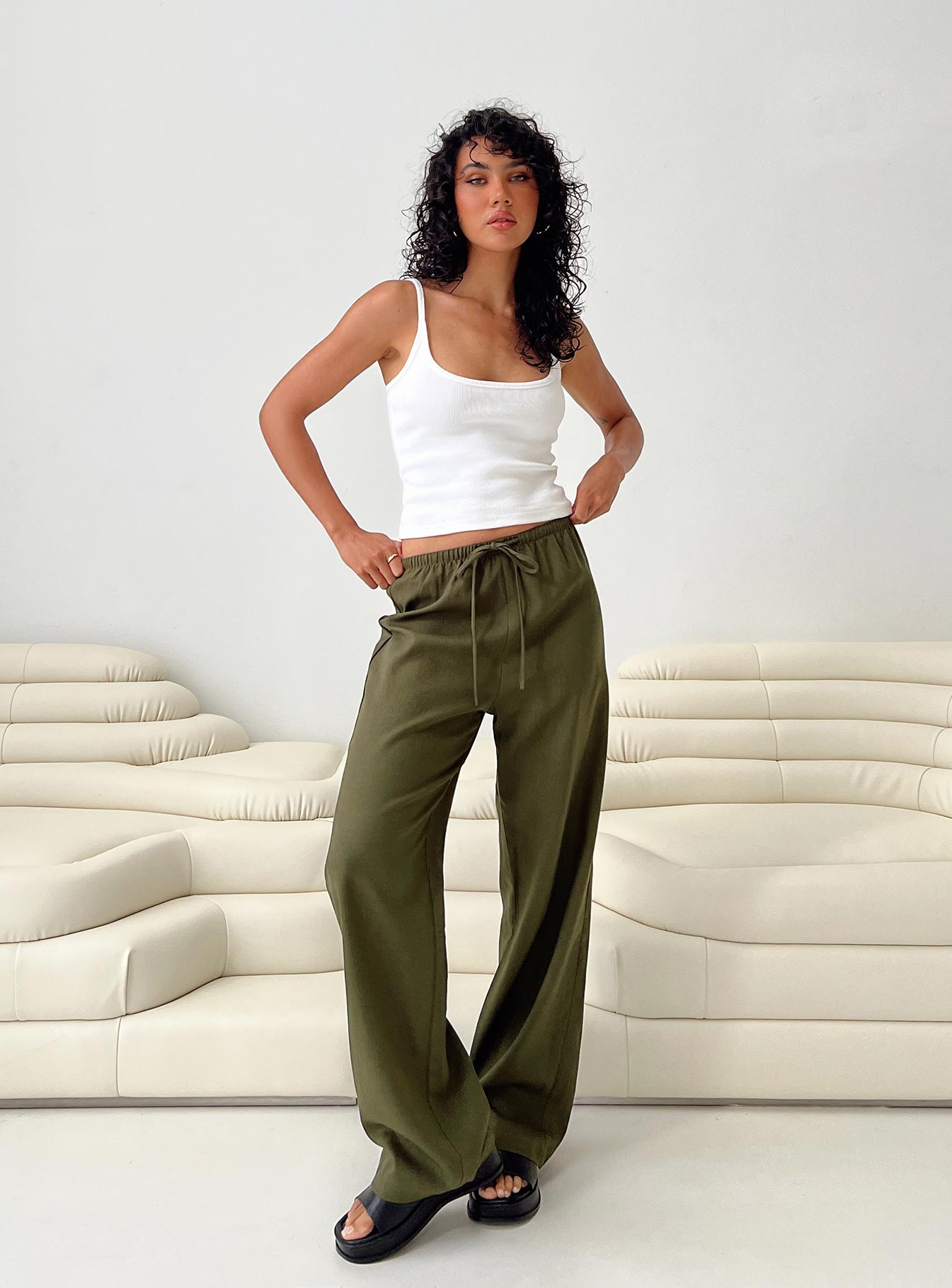 Breeta Drawstring Pants Olive - Image 6