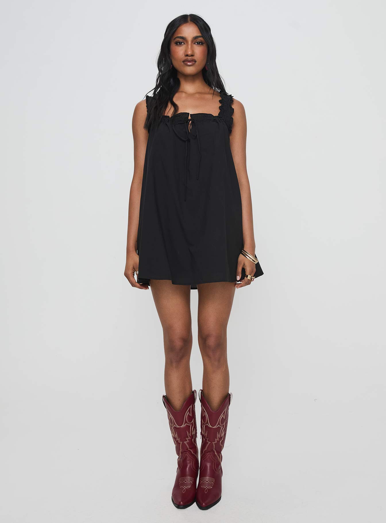 Swing Mini Dress Black - Image 7