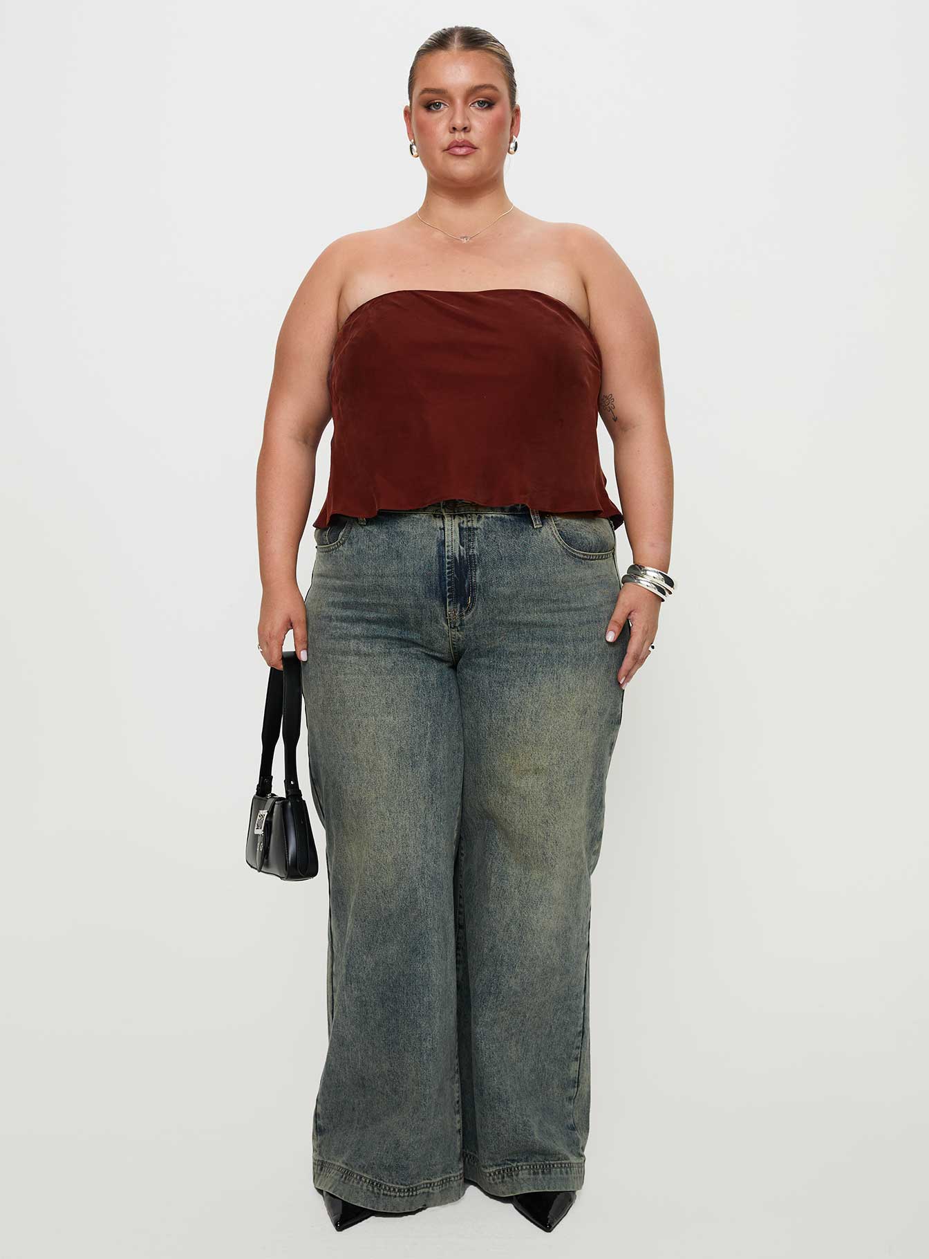 Lucelia Strapless Top Brown Curve - Image 7