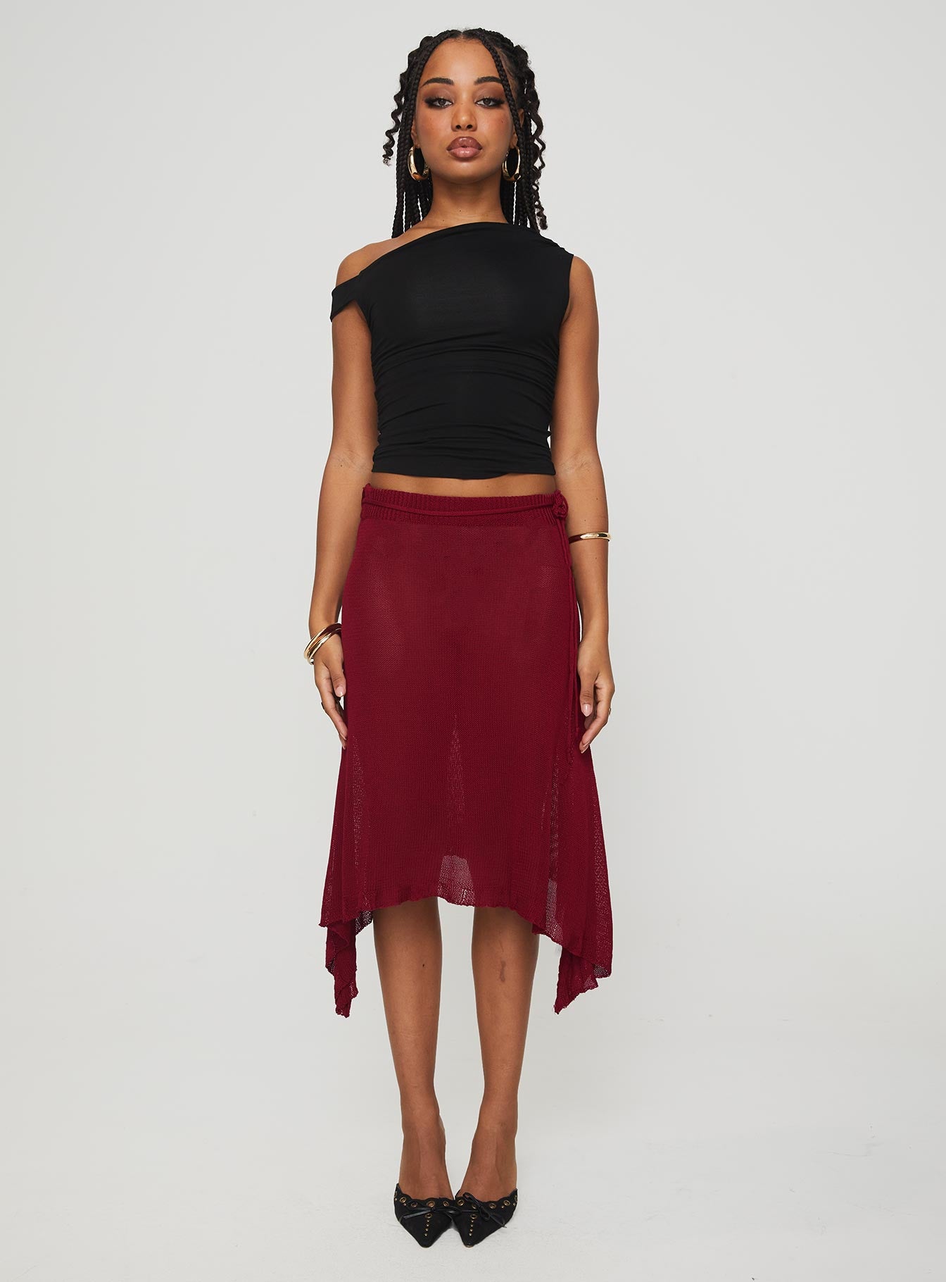 Leysa Midi Skirt Red - Image 7