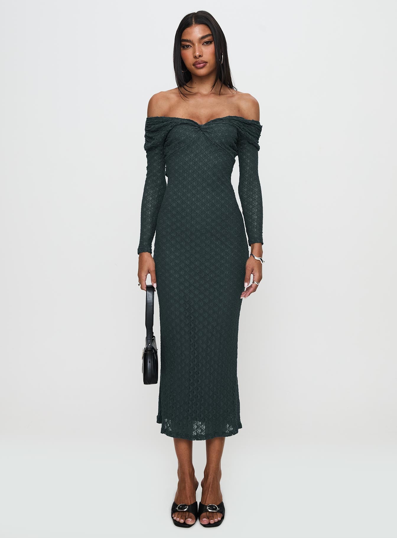 Elexis Off The Shoulder Maxi Dress Blue - Image 6