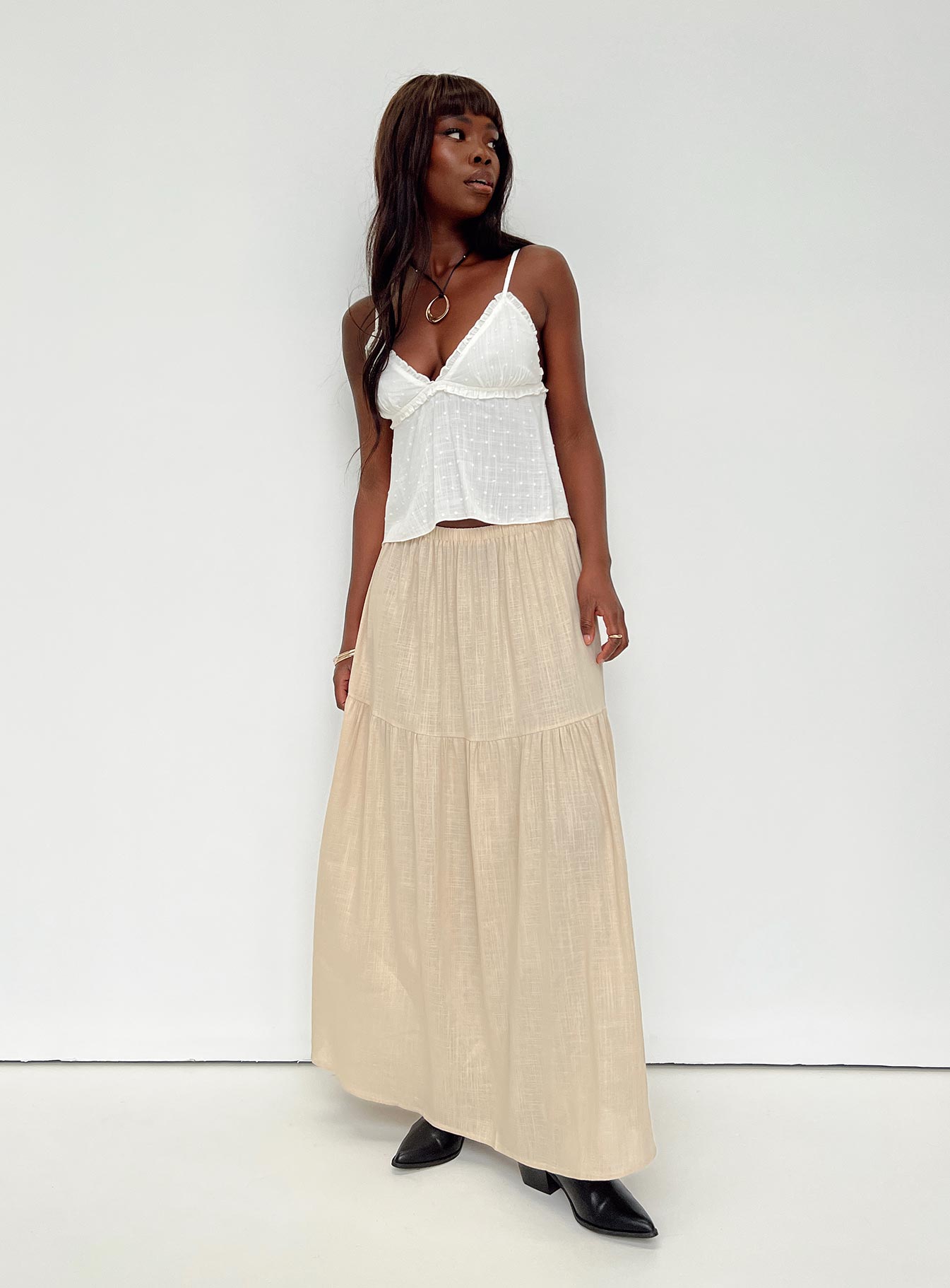 Hold Me Close Maxi Skirt Beige - Image 7