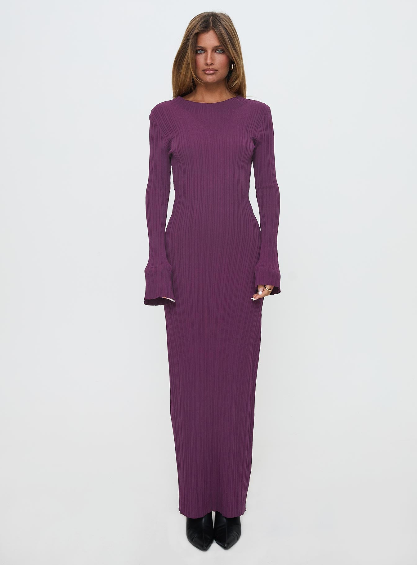 Tesley Long Sleeve Maxi Dress Burgundy - Image 6