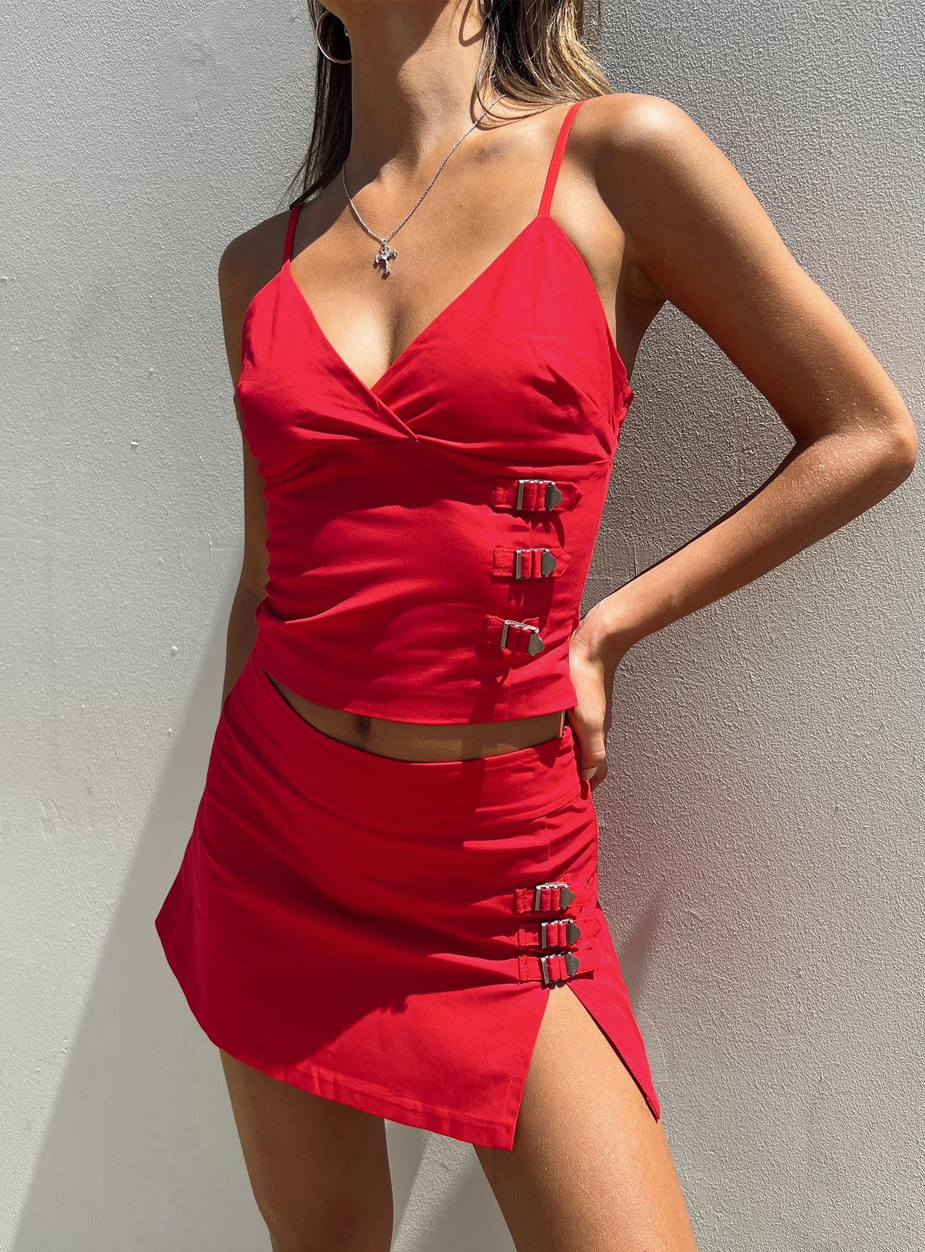 Back 2k Mini Skirt Red - Image 6