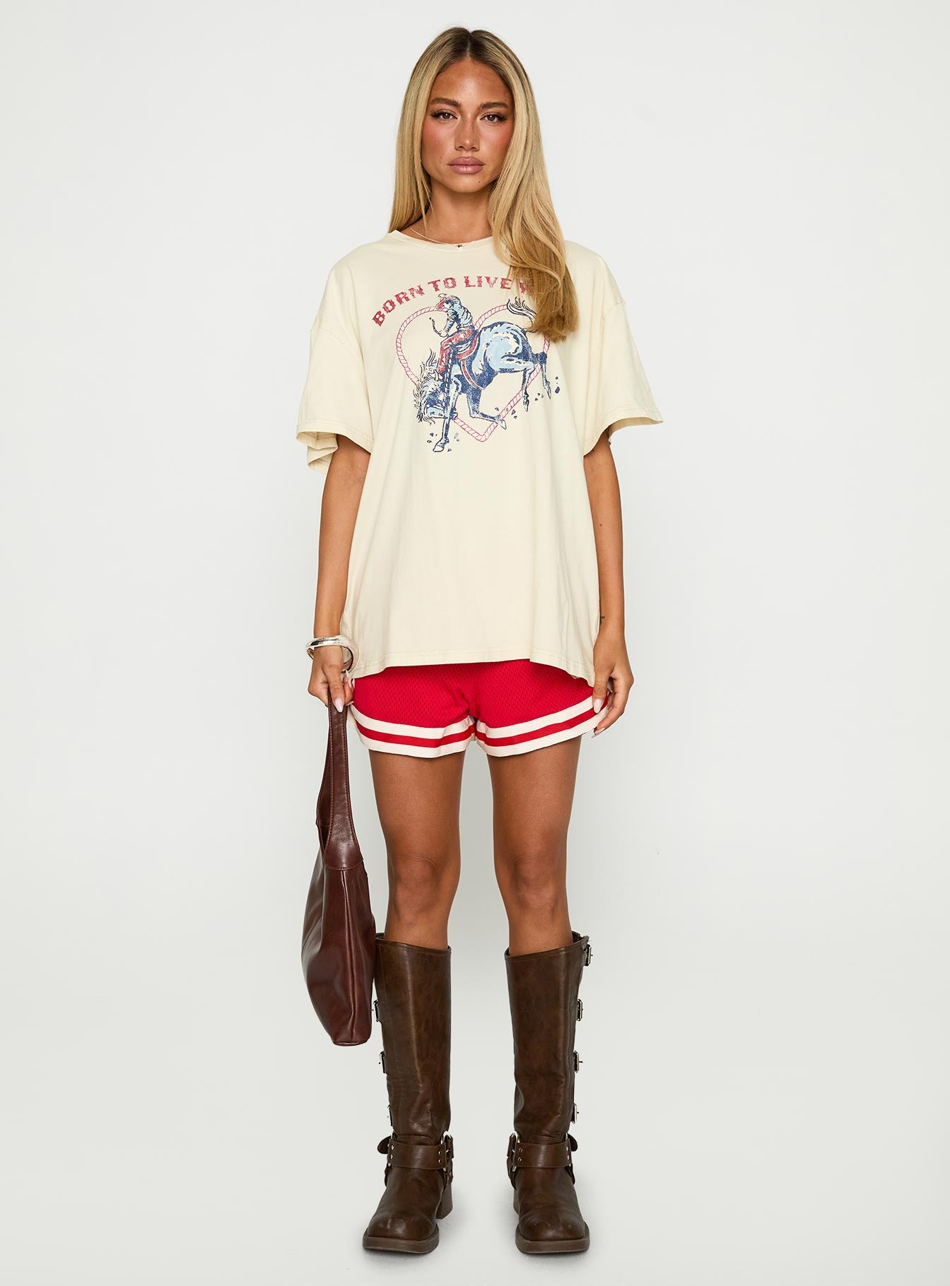 Born To Live Wild Graphic Top White - Image 6