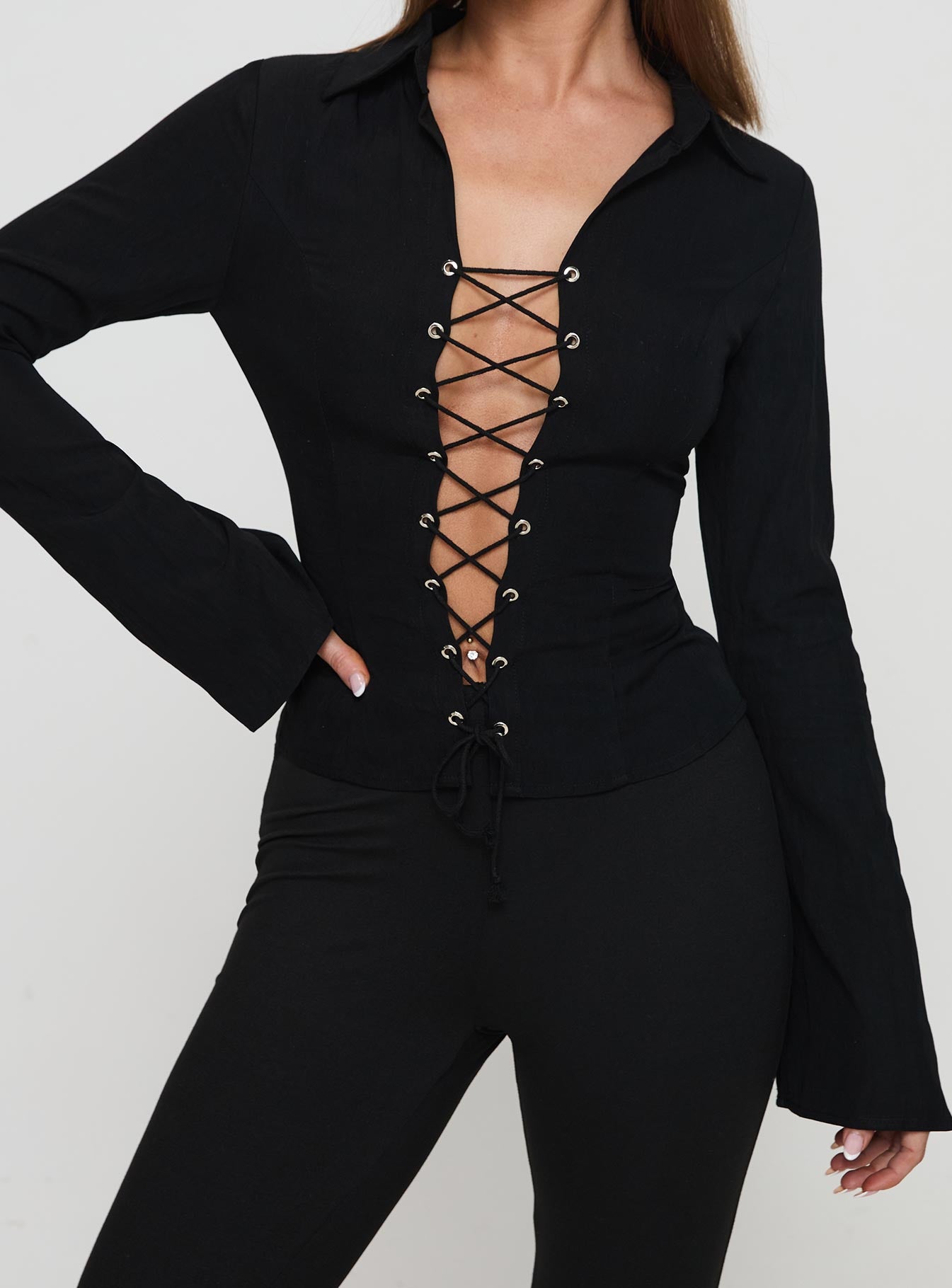 Alexandar Long Sleeve Top Black - Image 2