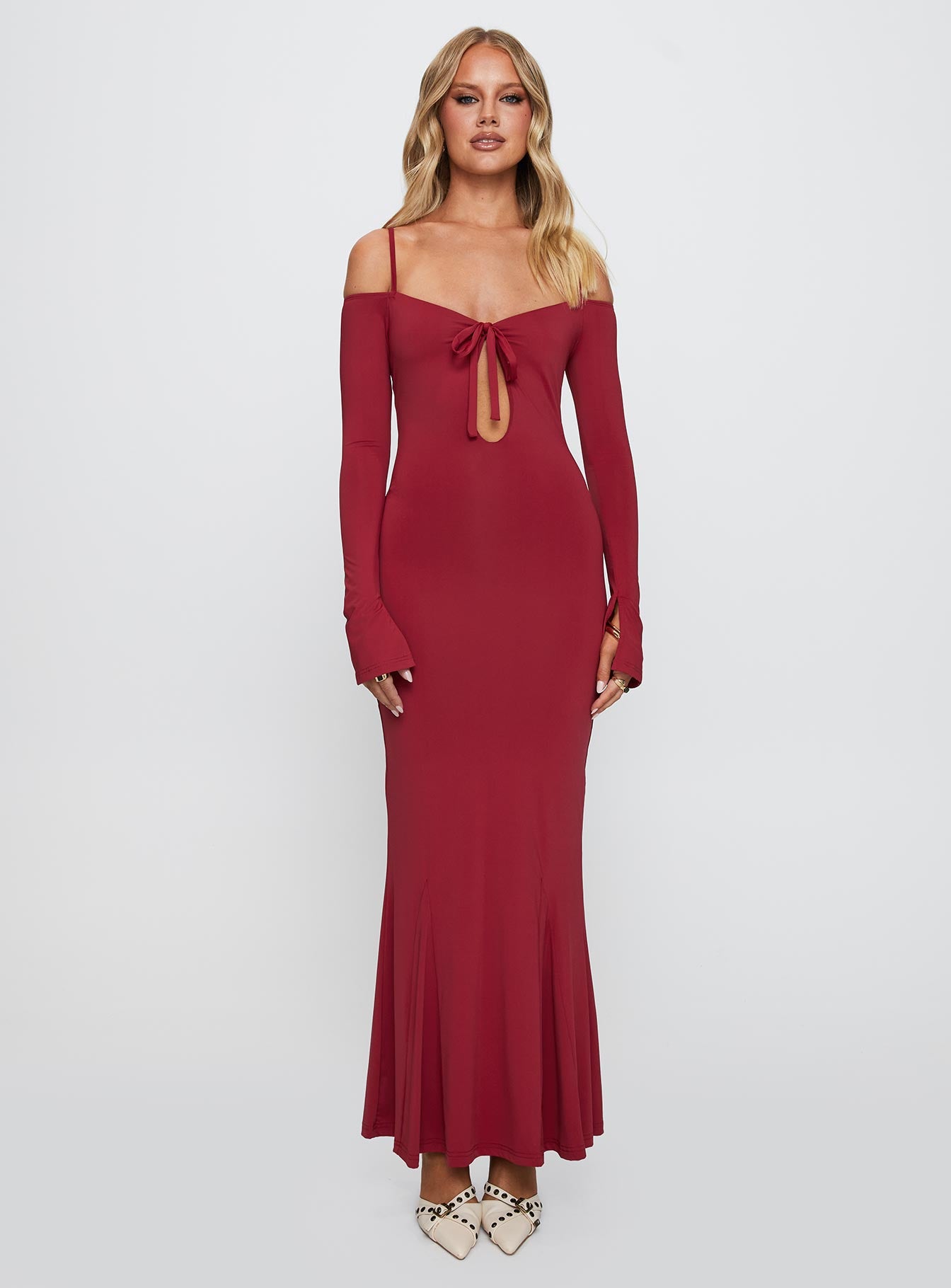 Lucillea Long Sleeve Maxi Dress Red - Image 6