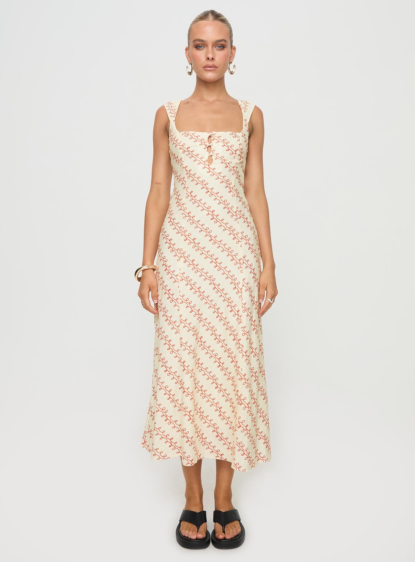 Chosen Girl Linen Blend Midi Dress Multi - Image 7