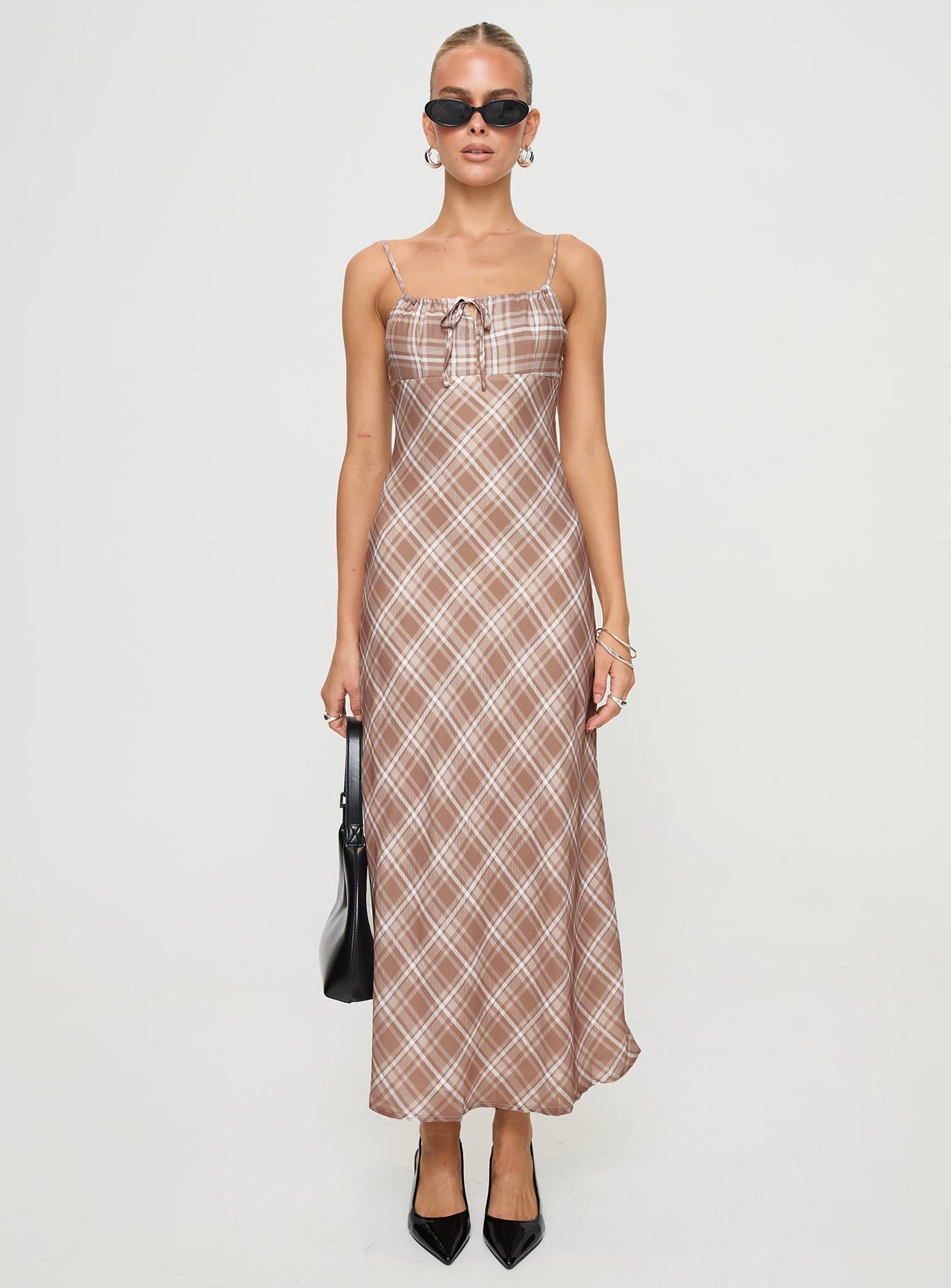 Wallin Maxi Dress Brown Check - Image 7