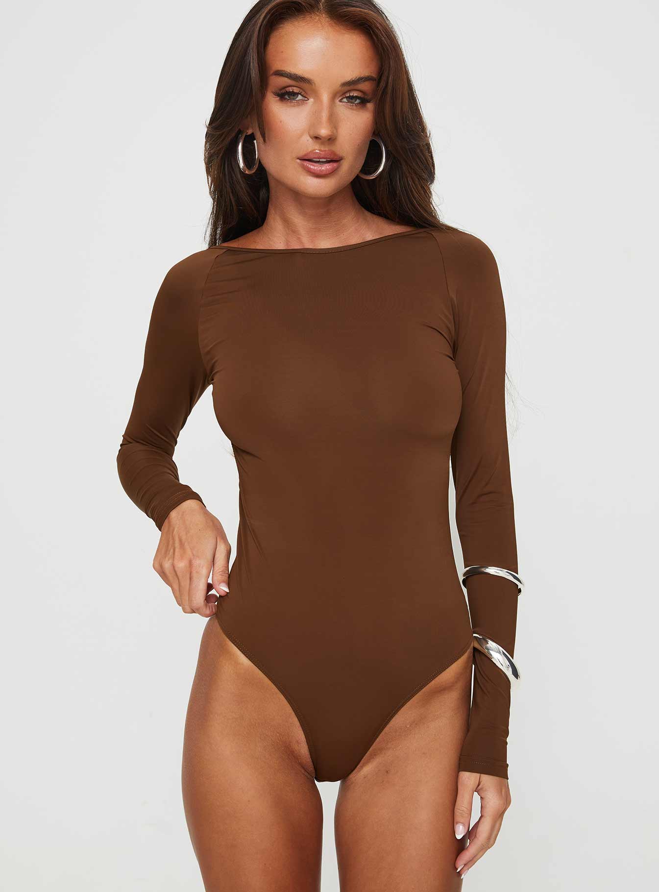 Gatewood Long Sleeve Bodysuit Brown - Image 7