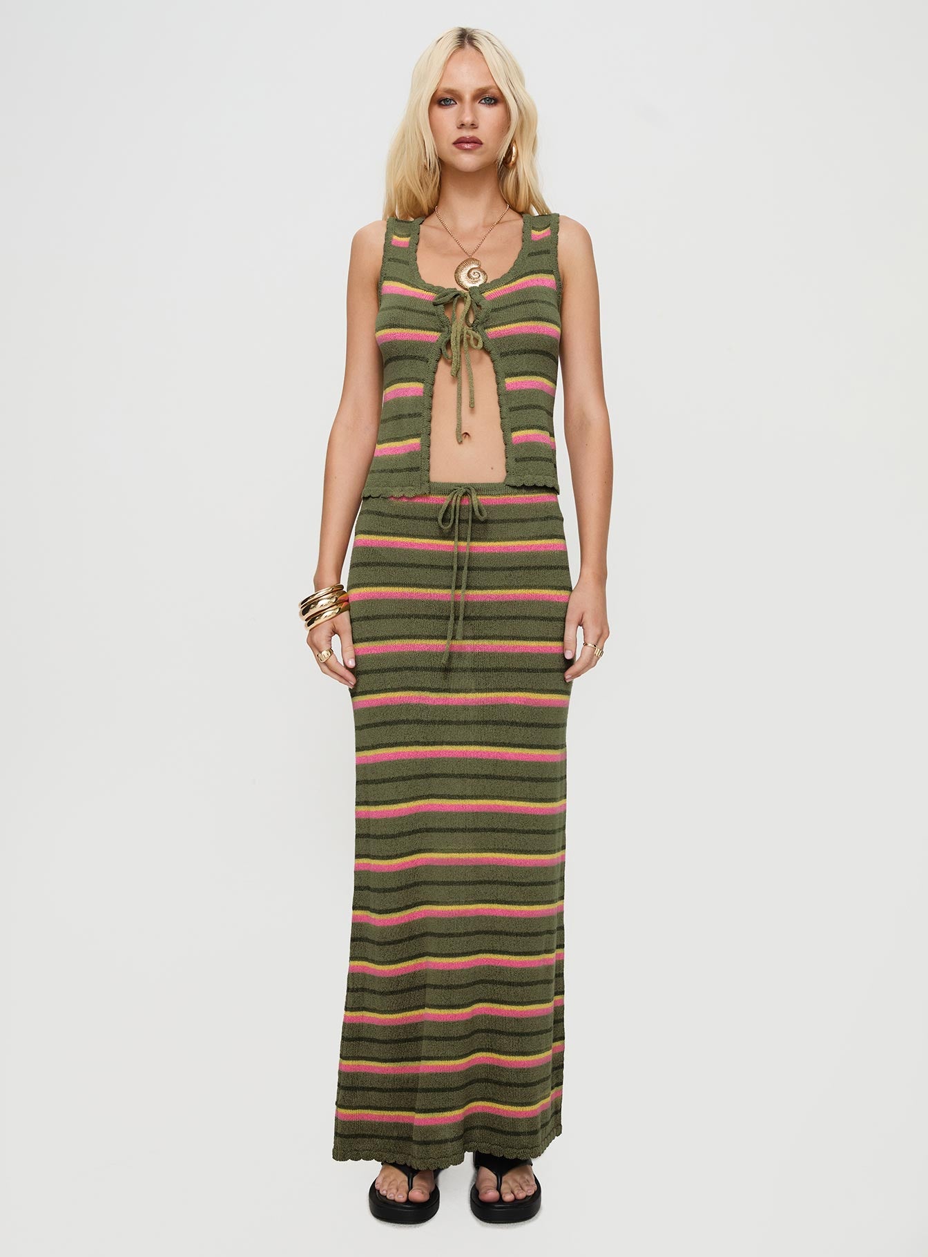 Giulia Knit Maxi Skirt Green Multi - Image 8