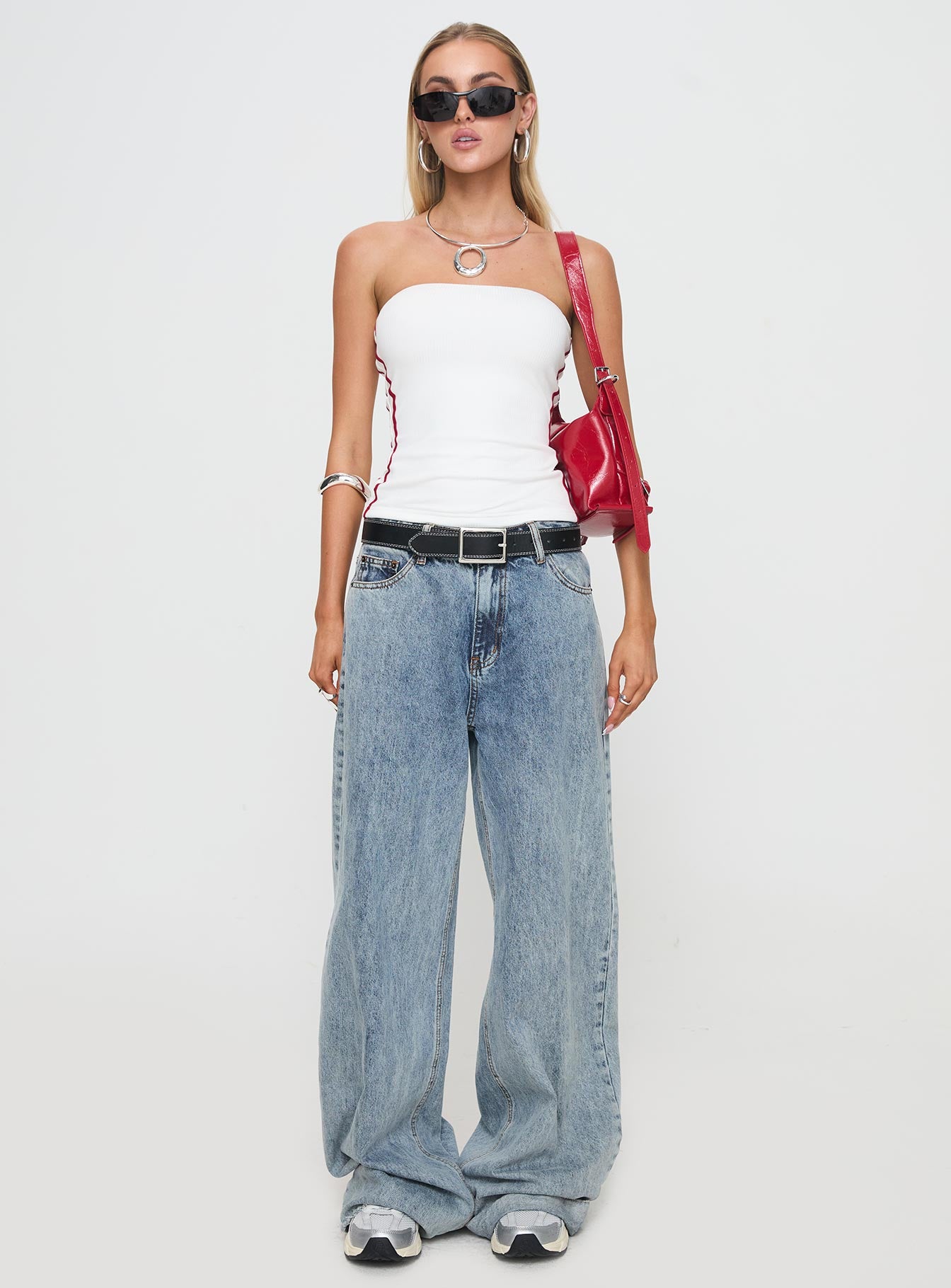 Simpi Strapless Top White/Red - Image 7