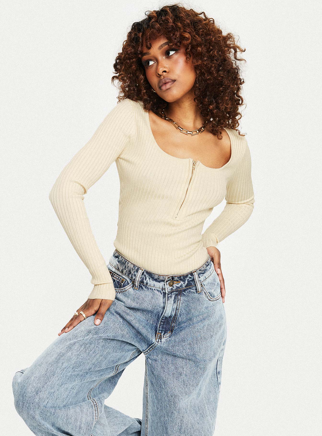 Zuma Long Sleeve Bodysuit Beige - Image 7