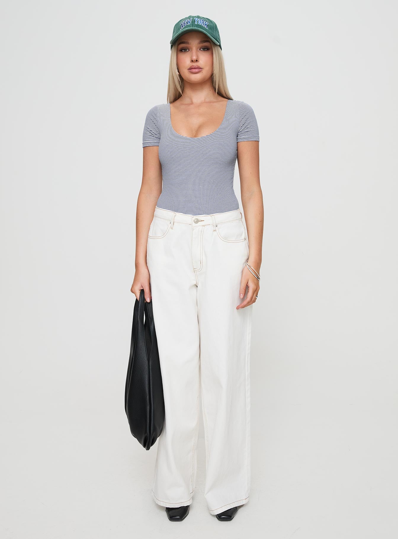 Brynne Bodysuit White / Navy Stripe - Image 7