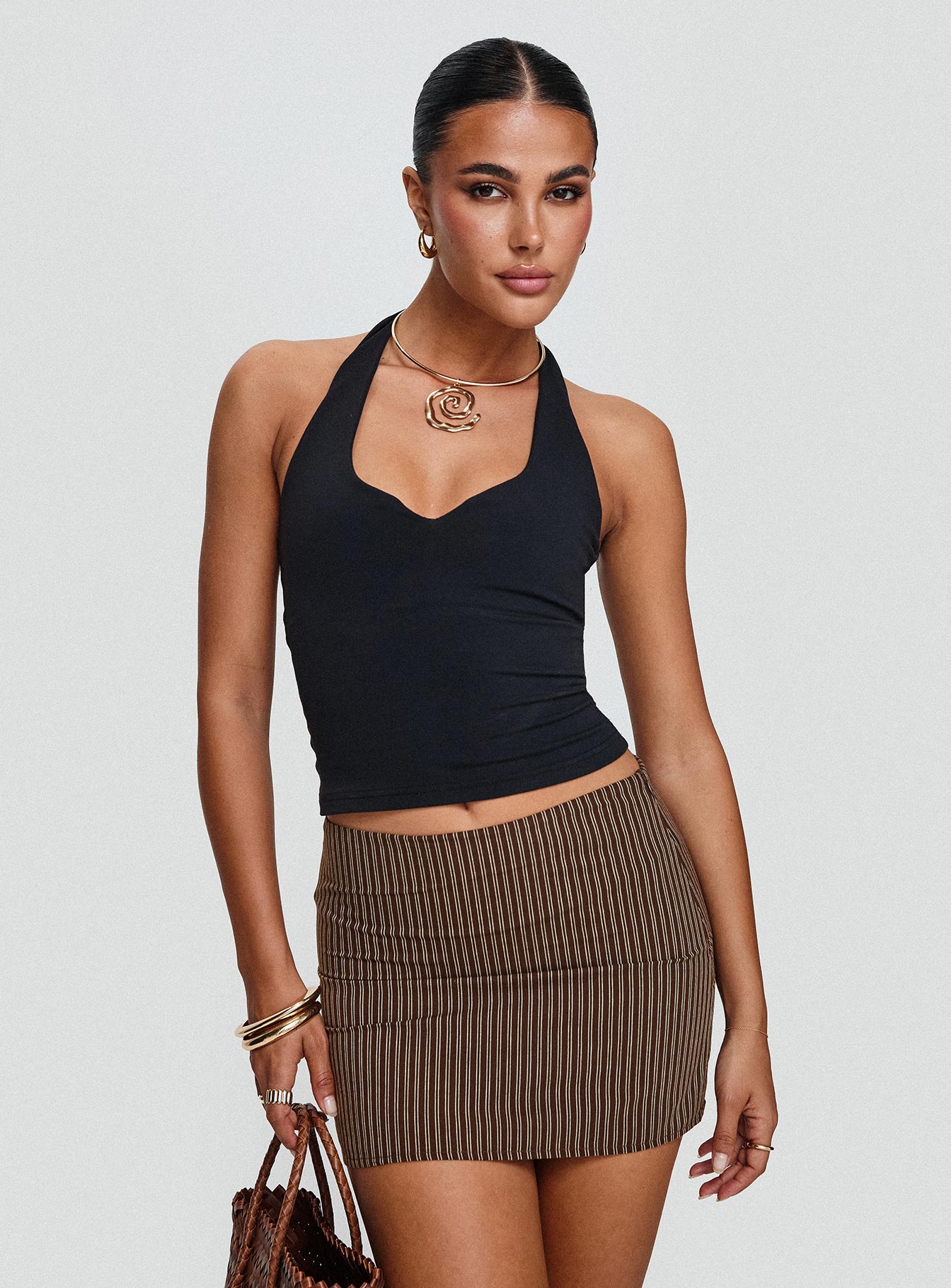 Rozetti Mini Skirt Brown Stripe - Image 8