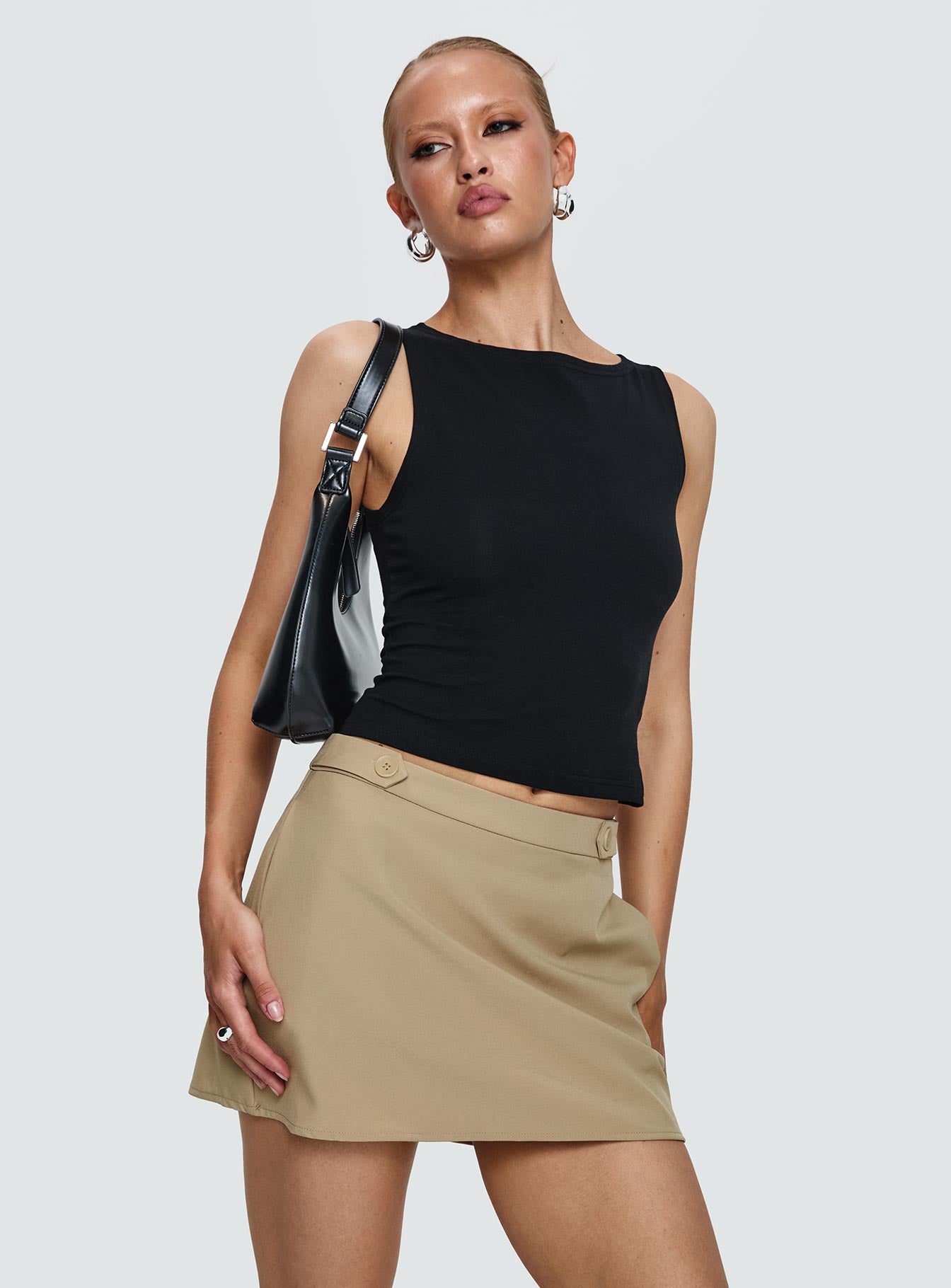 Hosier Twill Mini Skirt Taupe - Image 8