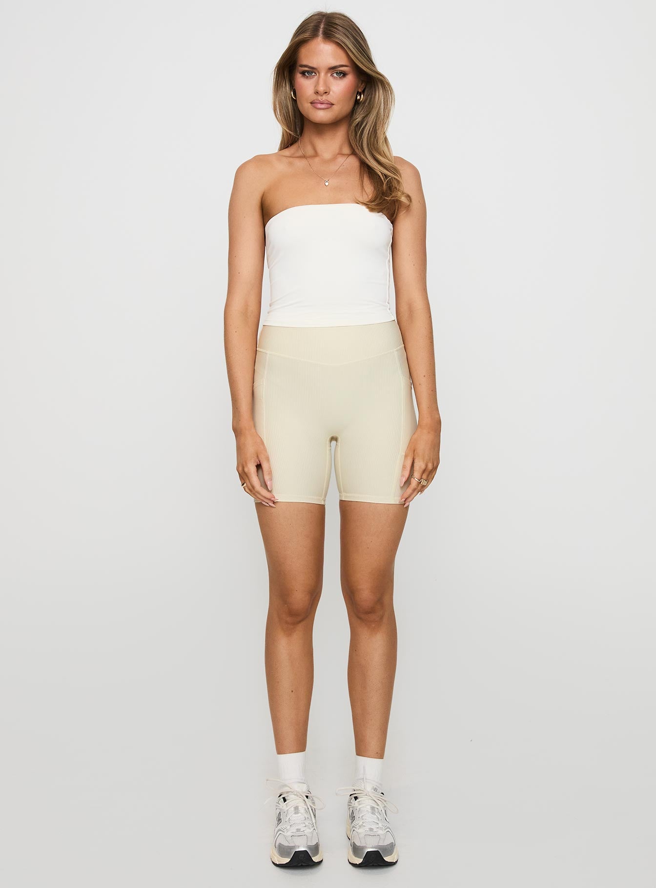 Power Activewear Rib Shorts Latte - Image 6