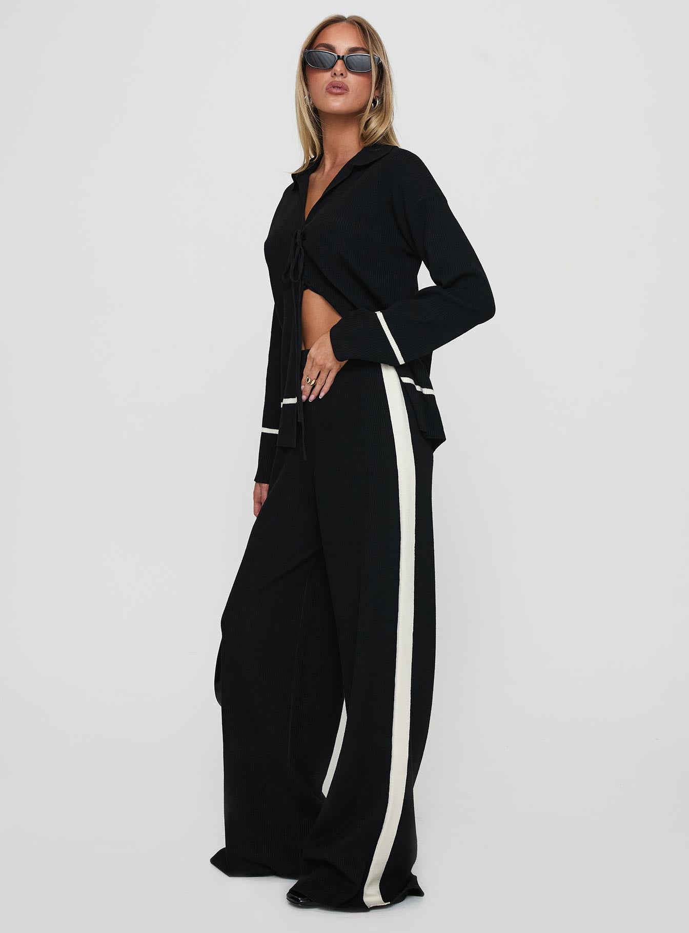 Kester Tie Front Knit Set Black - Image 8