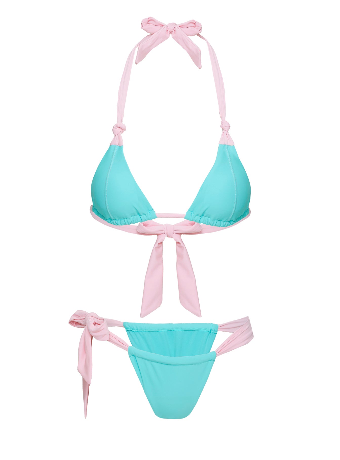 Angel Bay Triangle Bikini Top Turquoise / Pink - Image 5