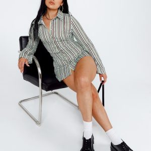 Anni Stripe Mini Dress Green Multi