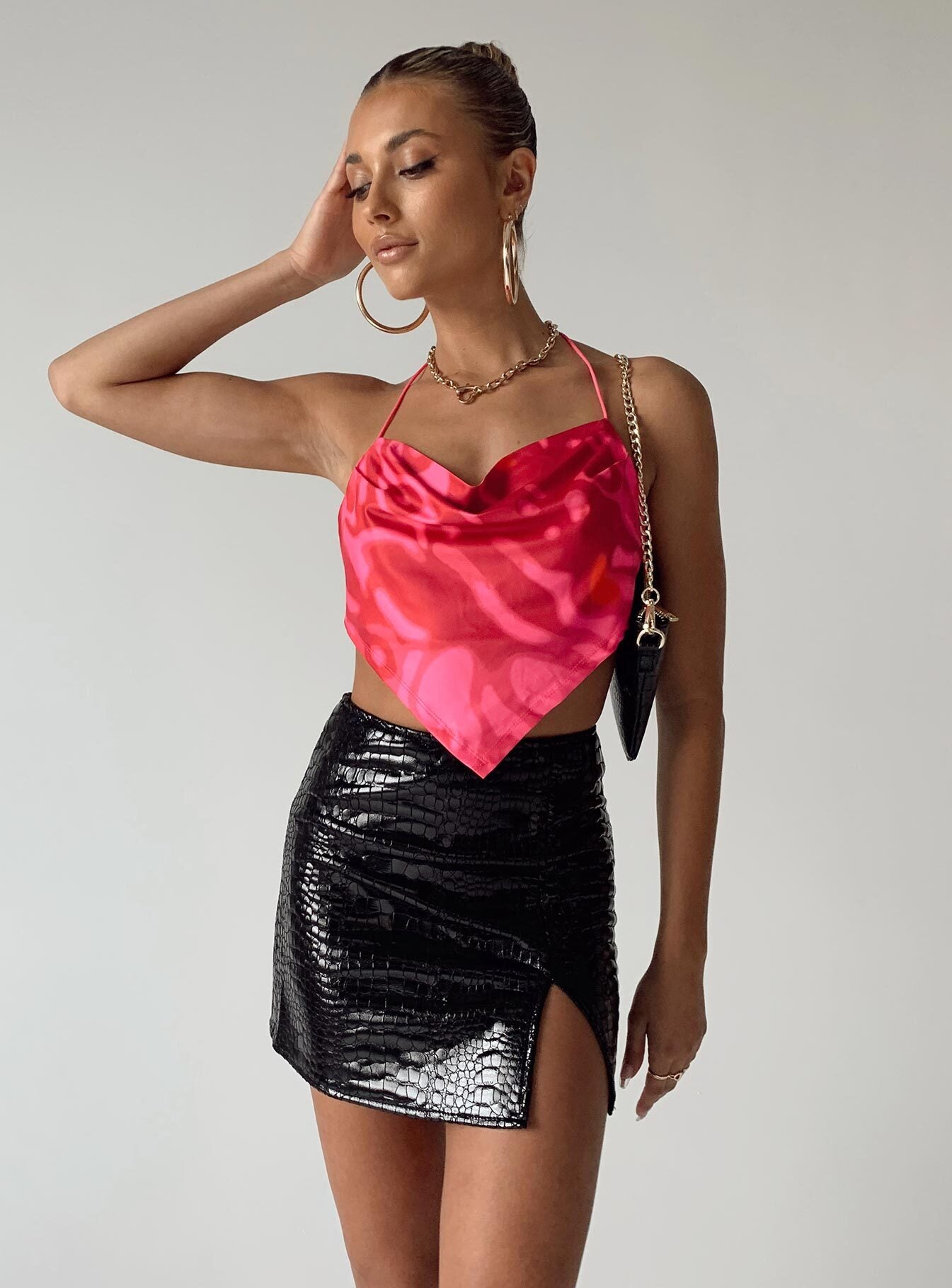 The Wren Mini Skirt Black Croc - Image 2