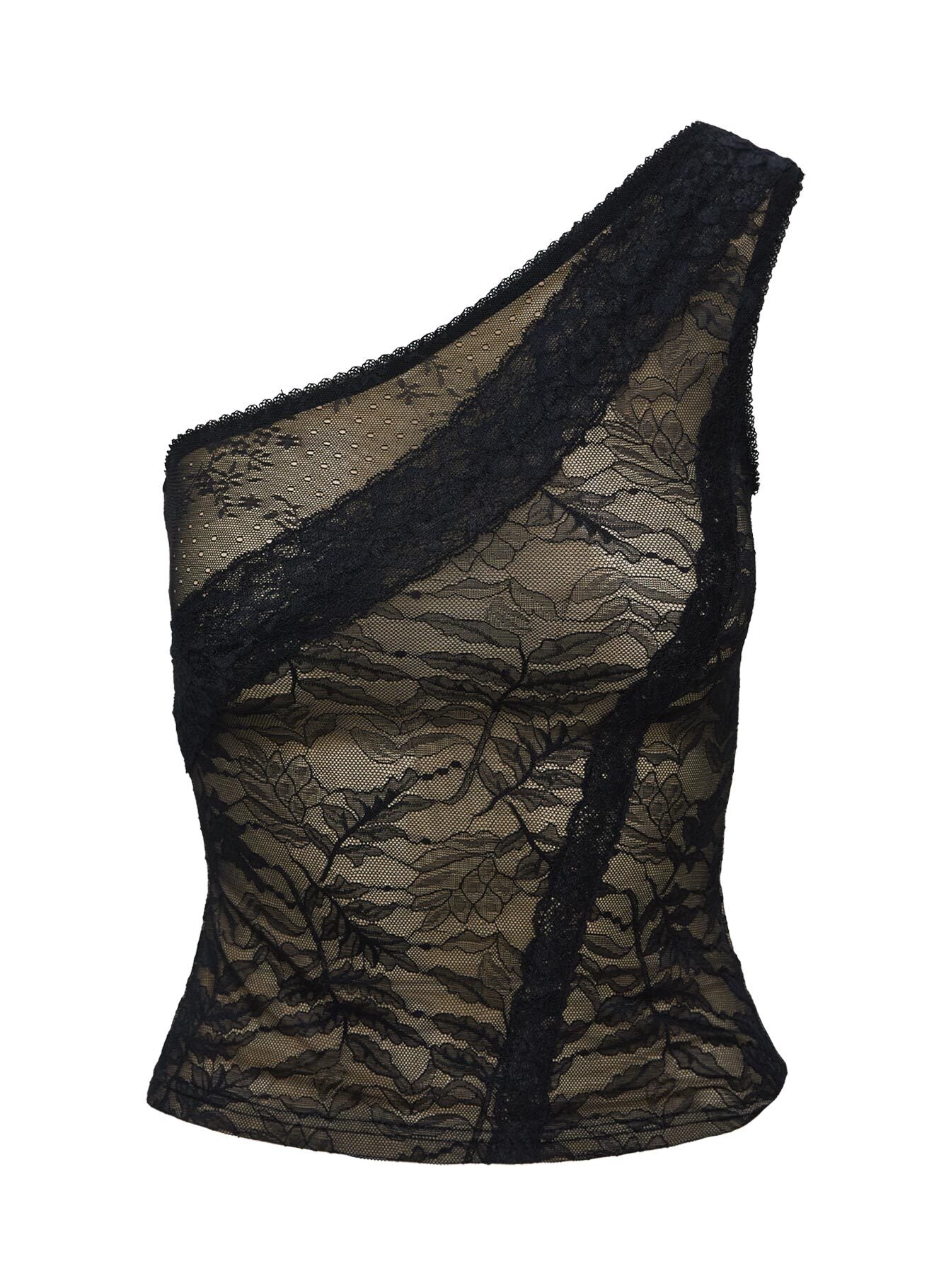 Bourgeois One Shoulder Lace Top Black - Image 5