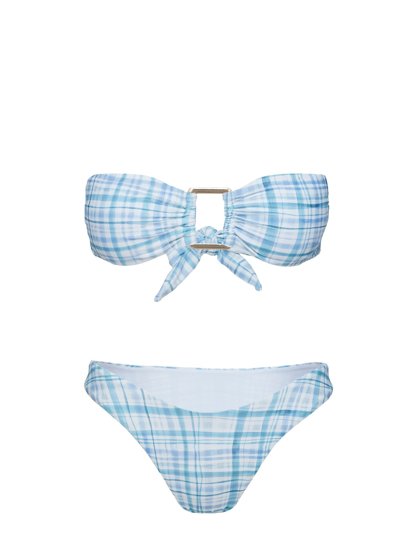 Calbira Bandeau Bikini Top Blue Check - Image 5