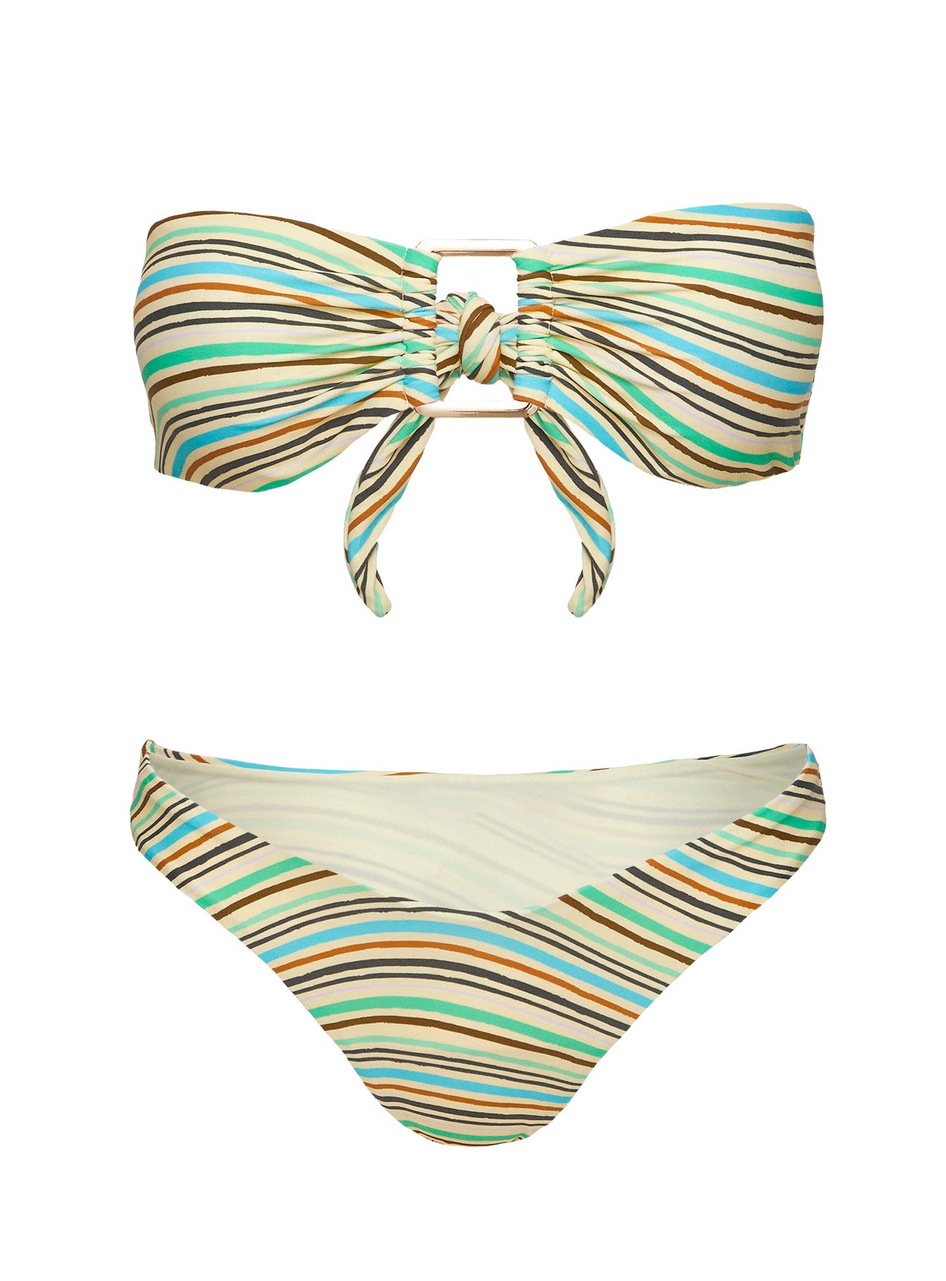 Calbira Bandeau Bikini Top Green Stripe - Image 5