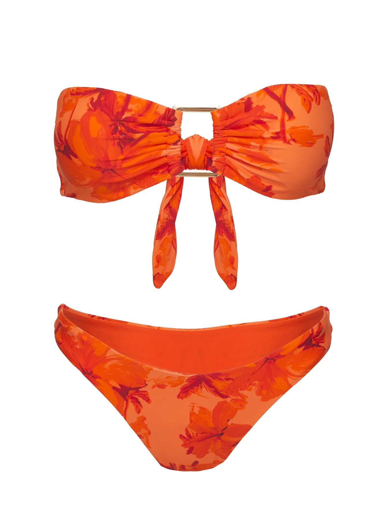 Calbira Bandeau Bikini Top Orange Floral - Image 5