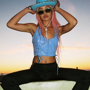 High Vibrations PU Top Blue