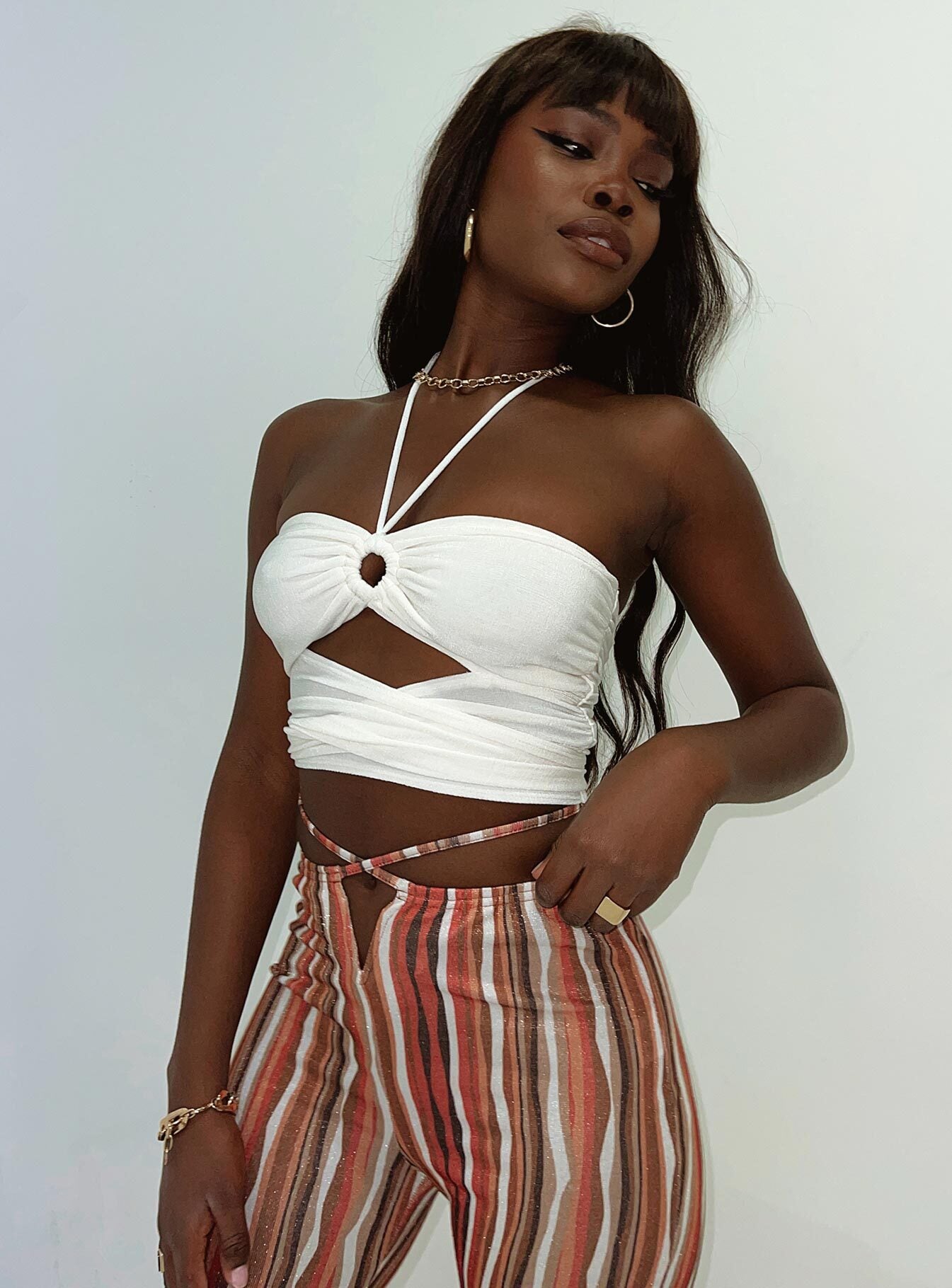 Loriella Ring Detail Crop Top White - Image 6