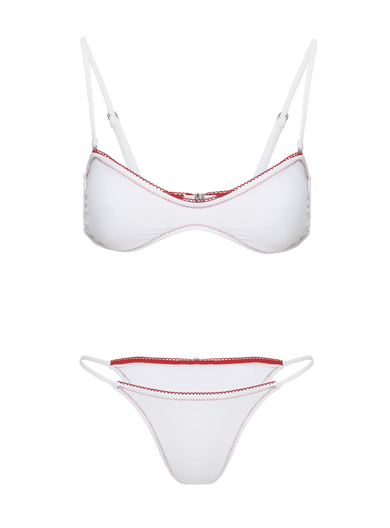 Lauretta Scoop Bikini Top White / Red - Image 5