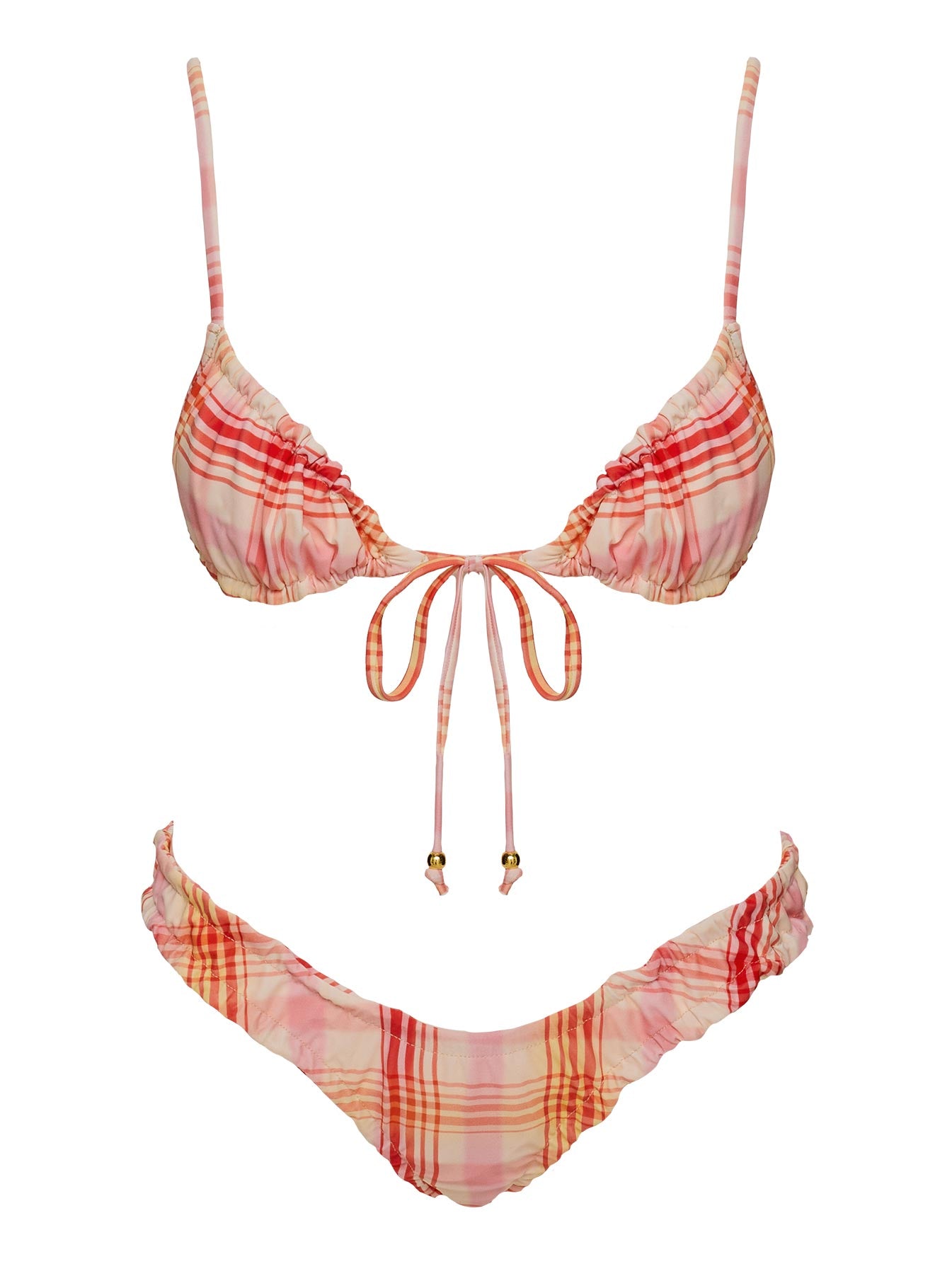 Lelani Ruched Bikini Top Orange Check - Image 5