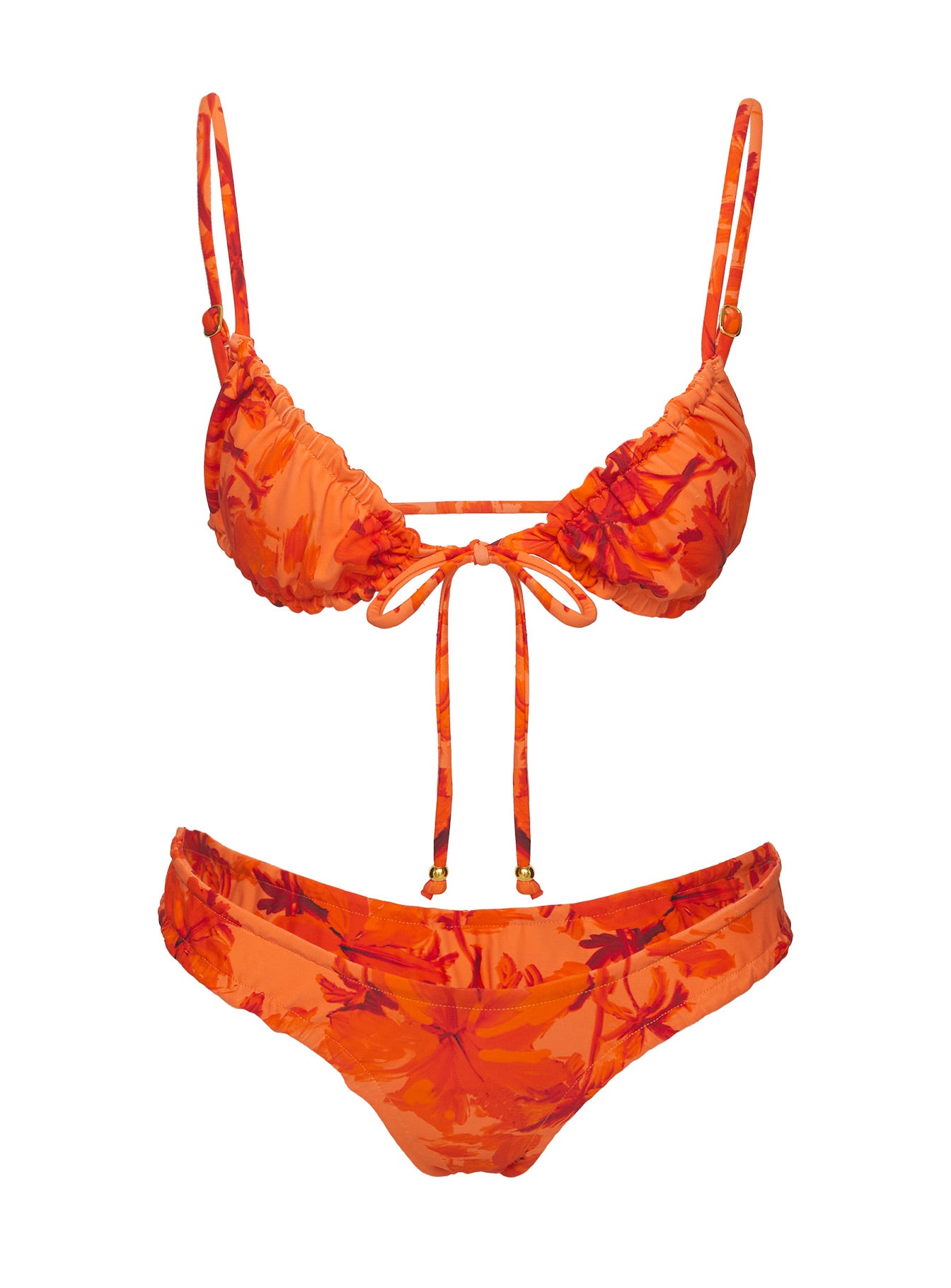 Lelani Ruched Bikini Top Orange Floral - Image 5