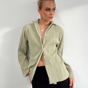 Louie Pleated Shirt Sage