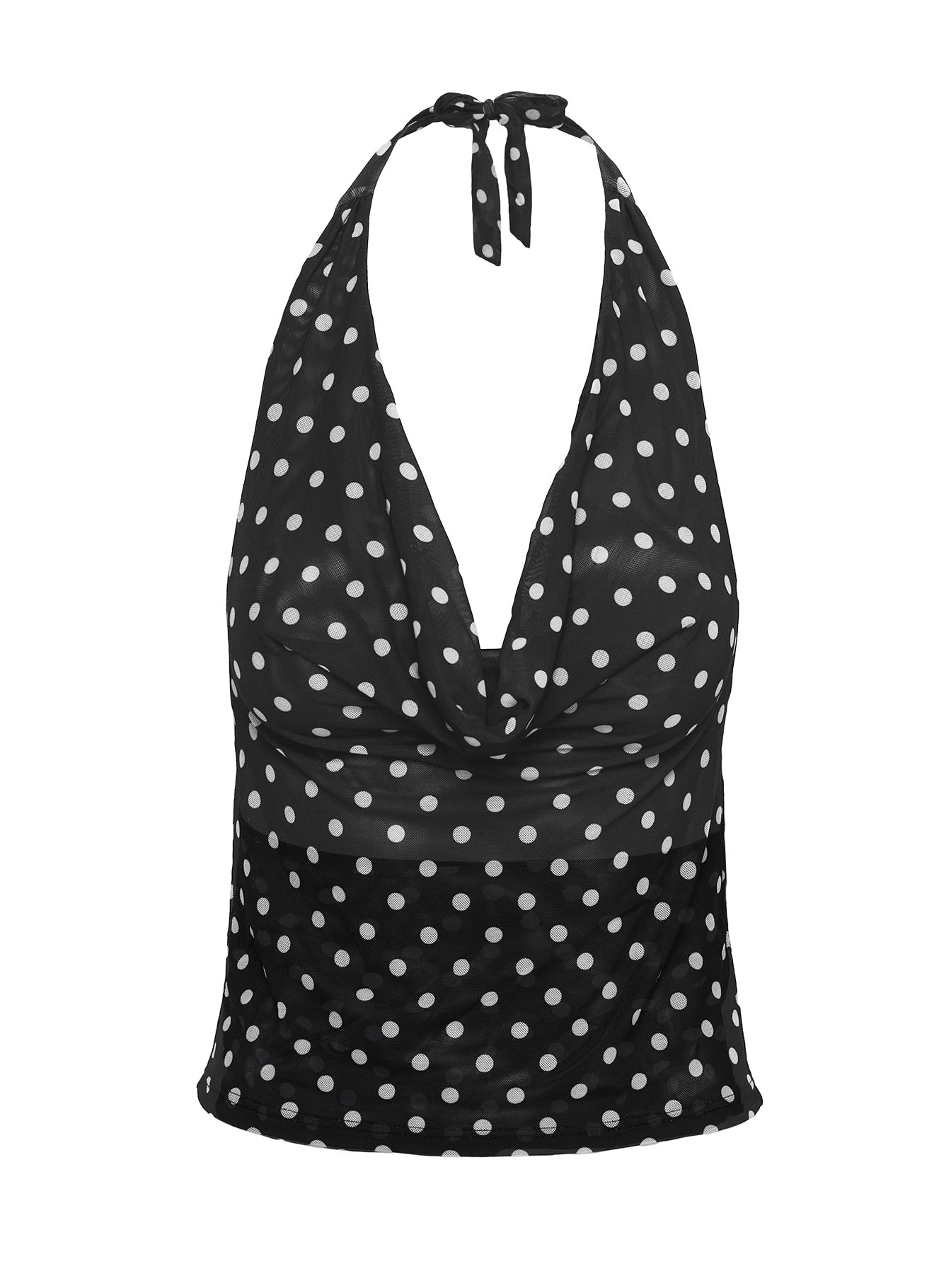 Nastasiya Halter Tankini Top Black / Polka Dot - Image 5