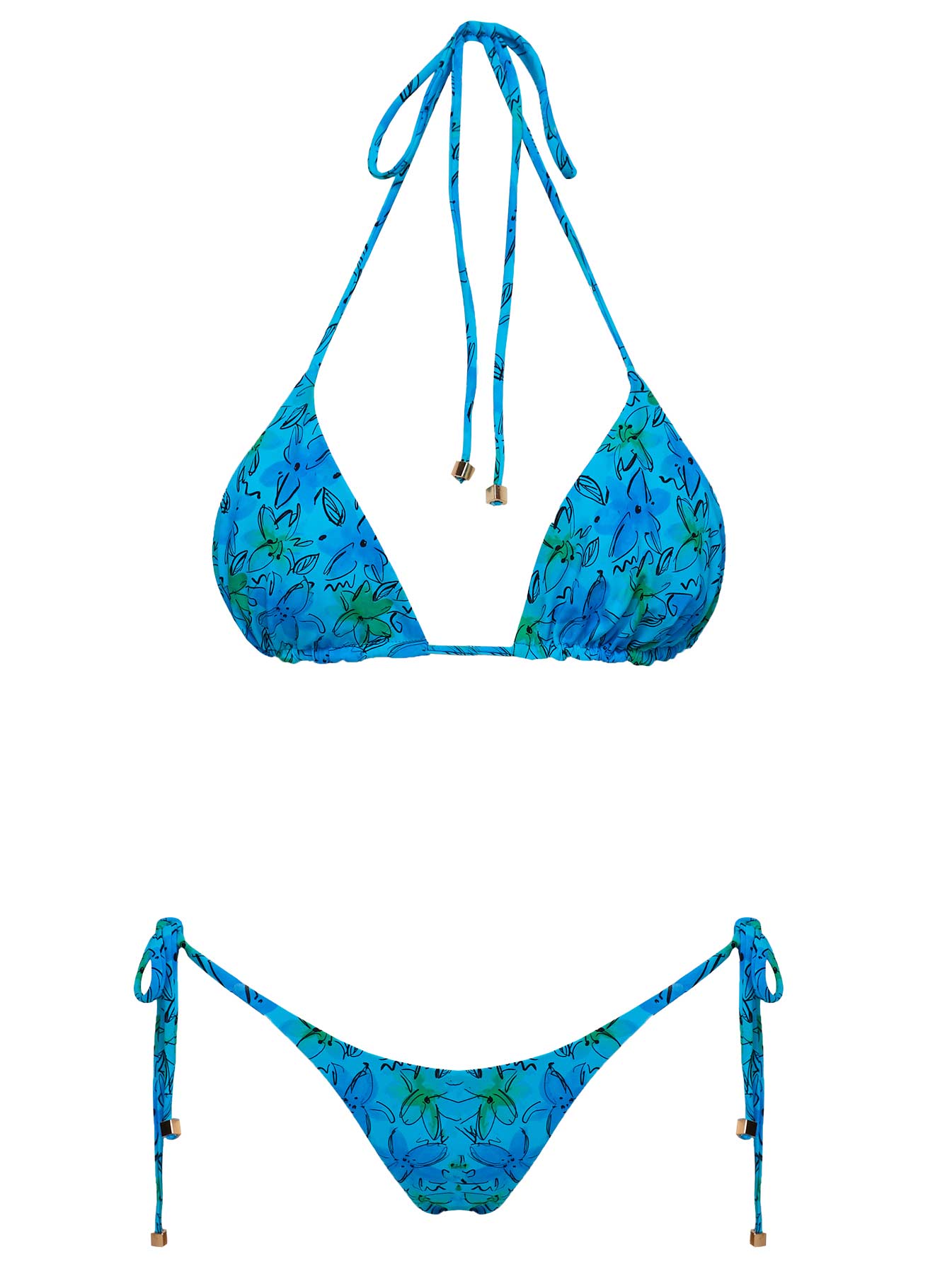 Nevaeh Triangle Bikini Top Blue Floral - Image 5