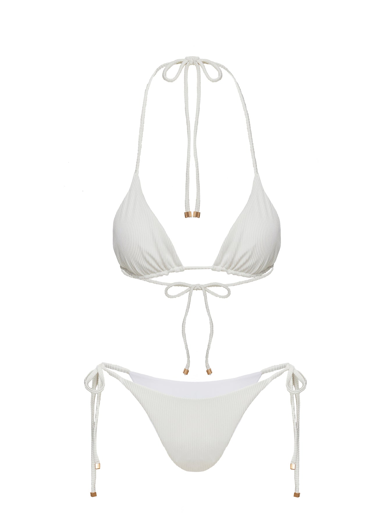 Nevaeh Triangle Ribbed Bikini Top White - Image 5
