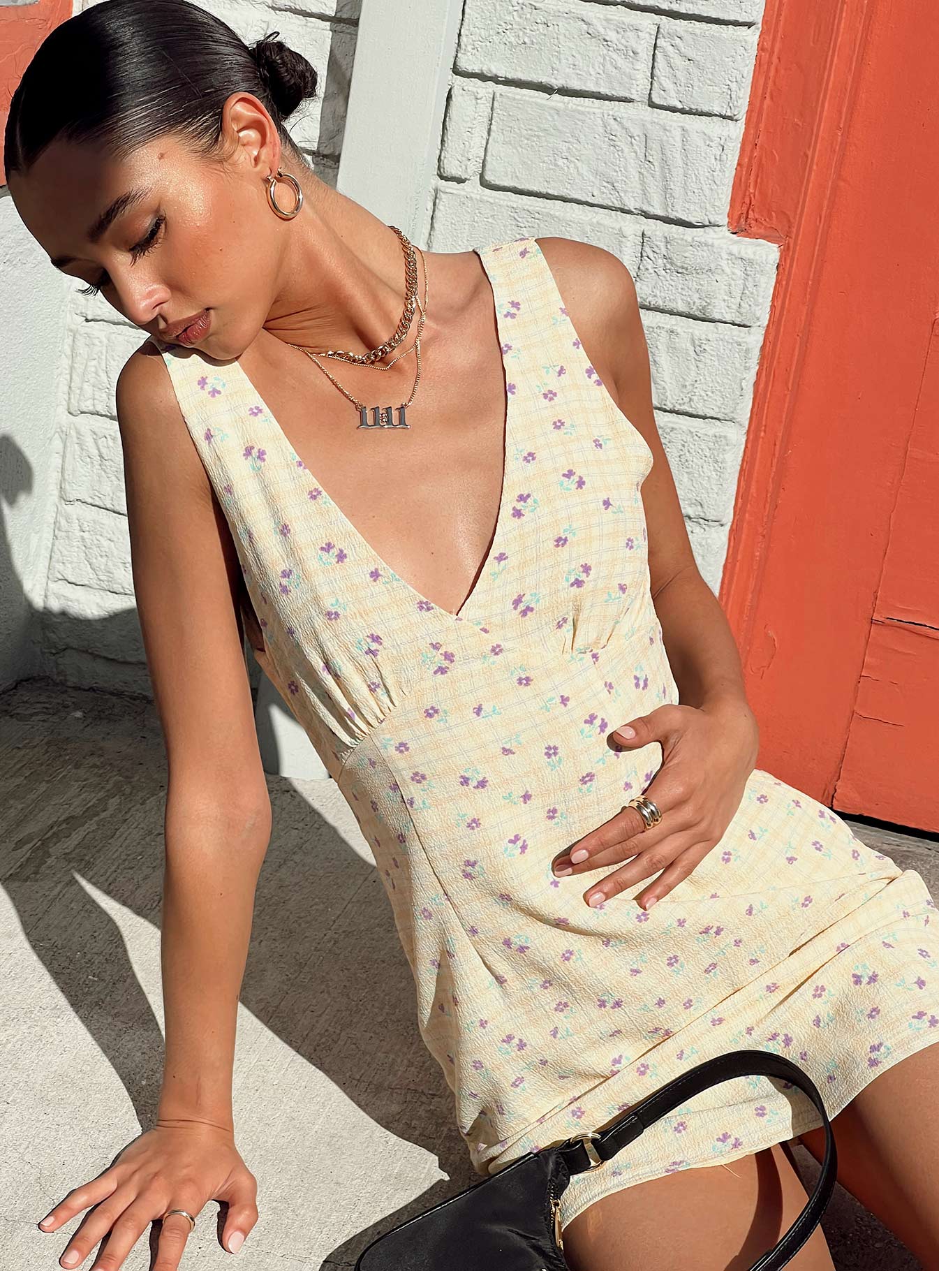 Quincy Mini Dress Yellow Floral - Image 7