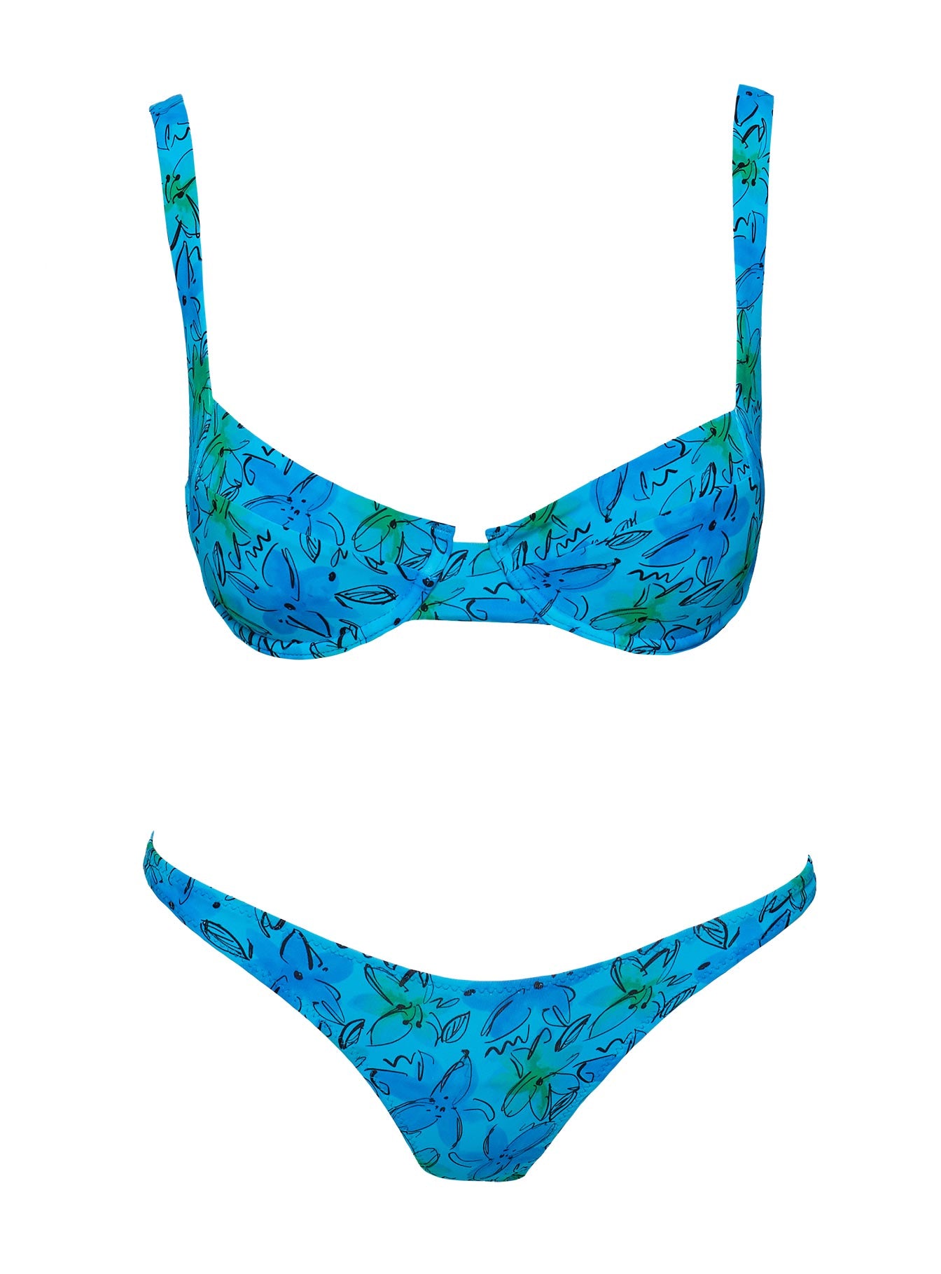 Sadley Underwire Shine Bikini Top Blue Floral - Image 5