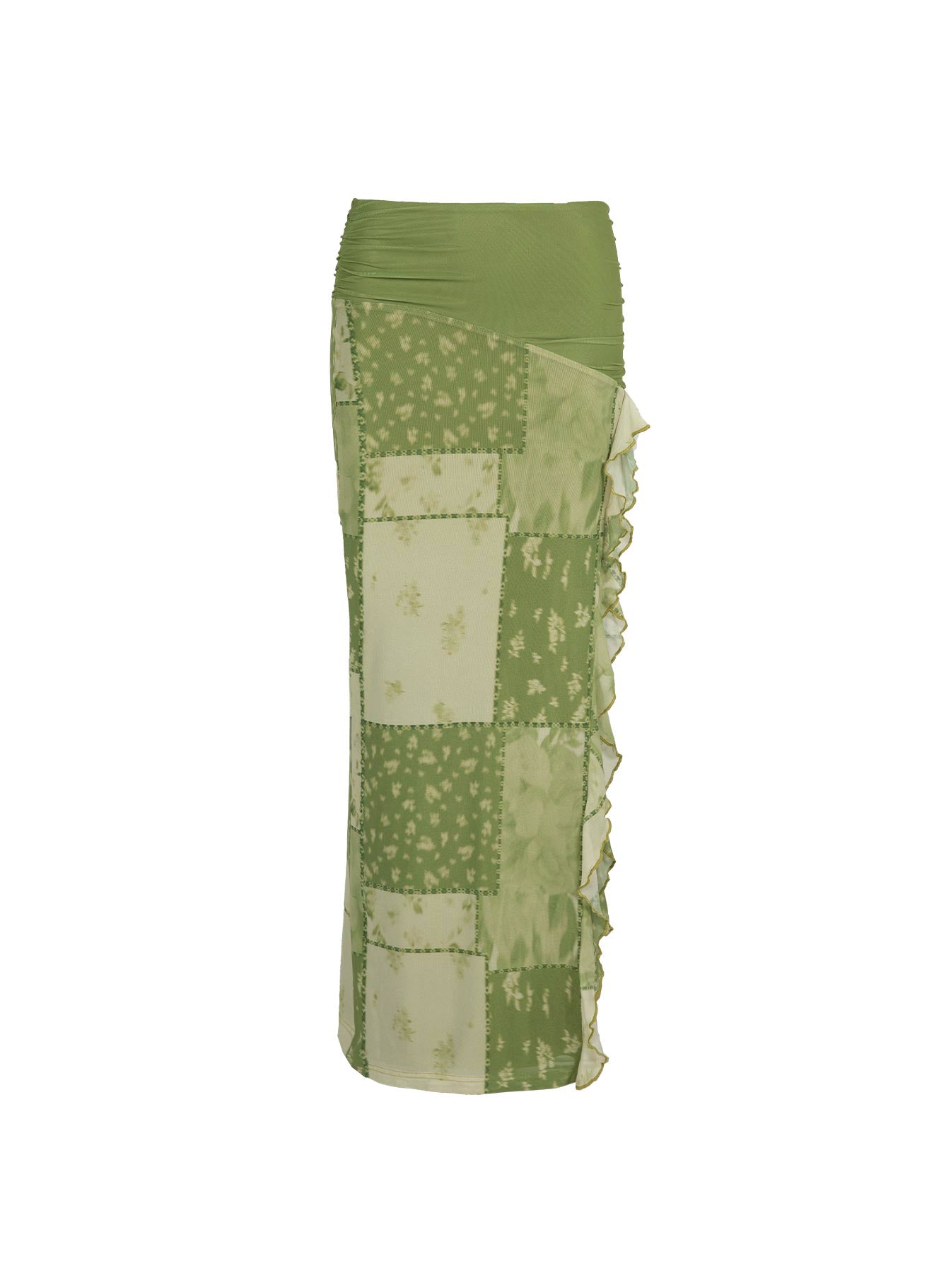 Sharifa Patchwork Maxi Skirt Green - Image 5