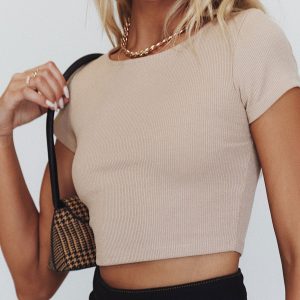 The Classic Cropped Tee Beige
